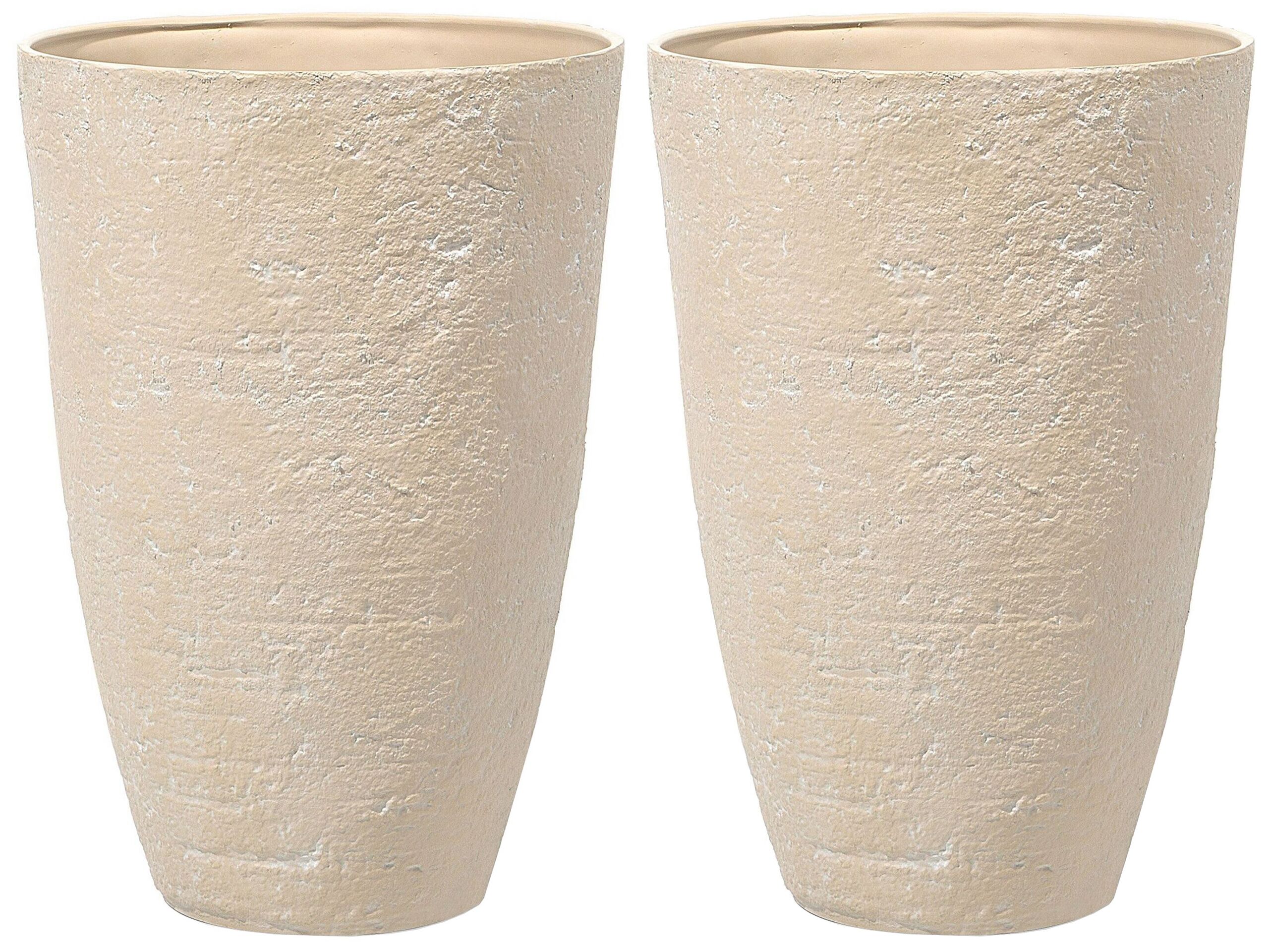 Set of 2 Plant Pots 51 x 51 x 71 cm Beige CAMIA