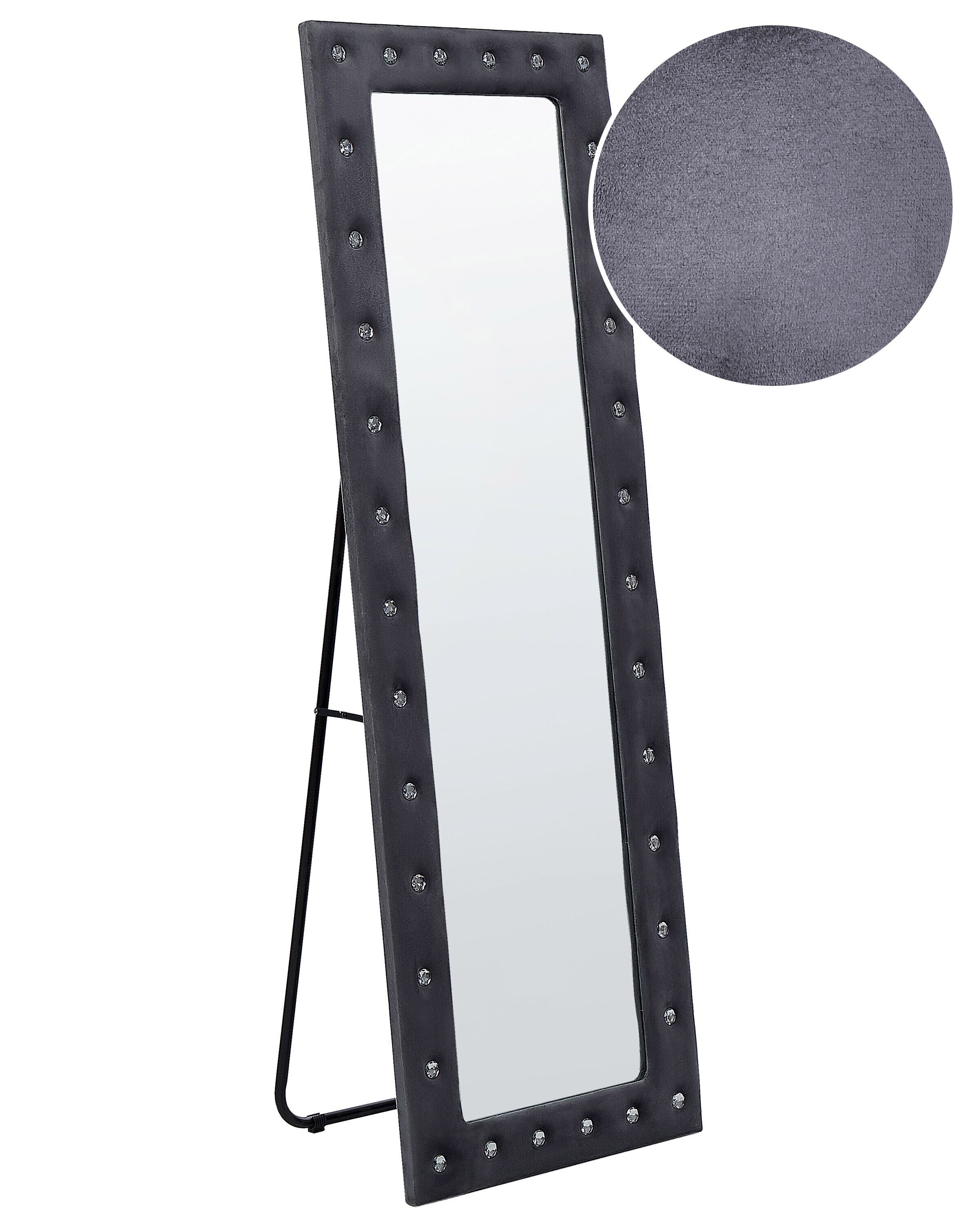 Velvet Standing Mirror 50x150cm Dark Grey