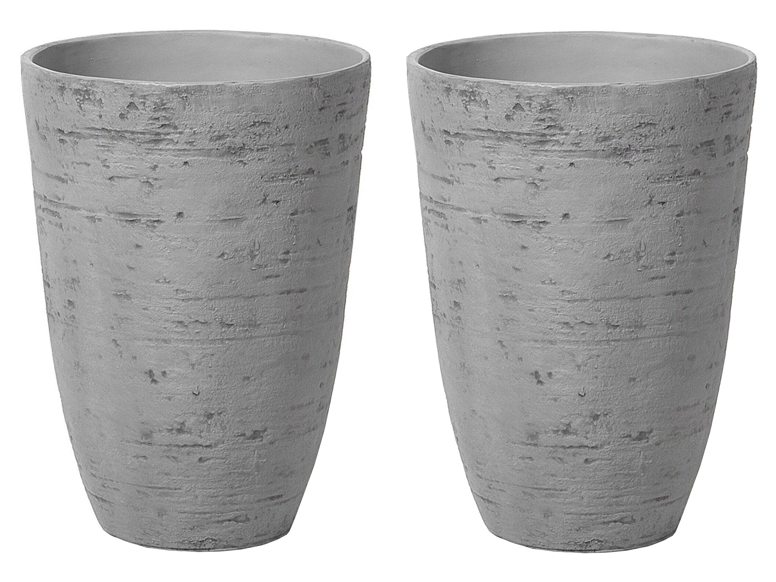 Set of 2 Plant Pots 35 x 35 x 50 cm Grey CAMIA