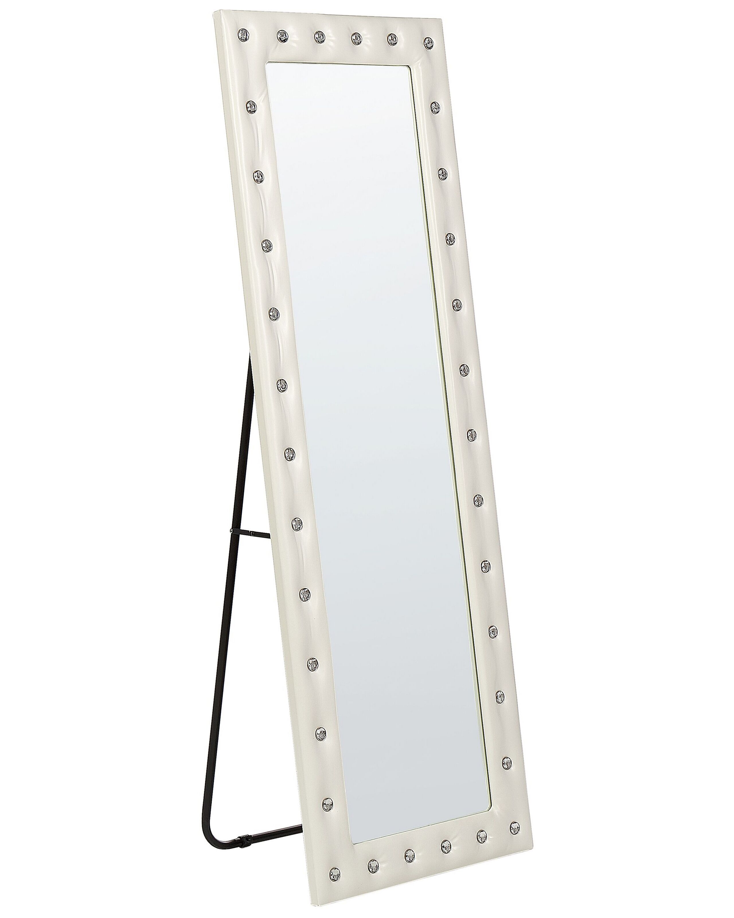 Faux Leather Standing Mirror 50x150cm White