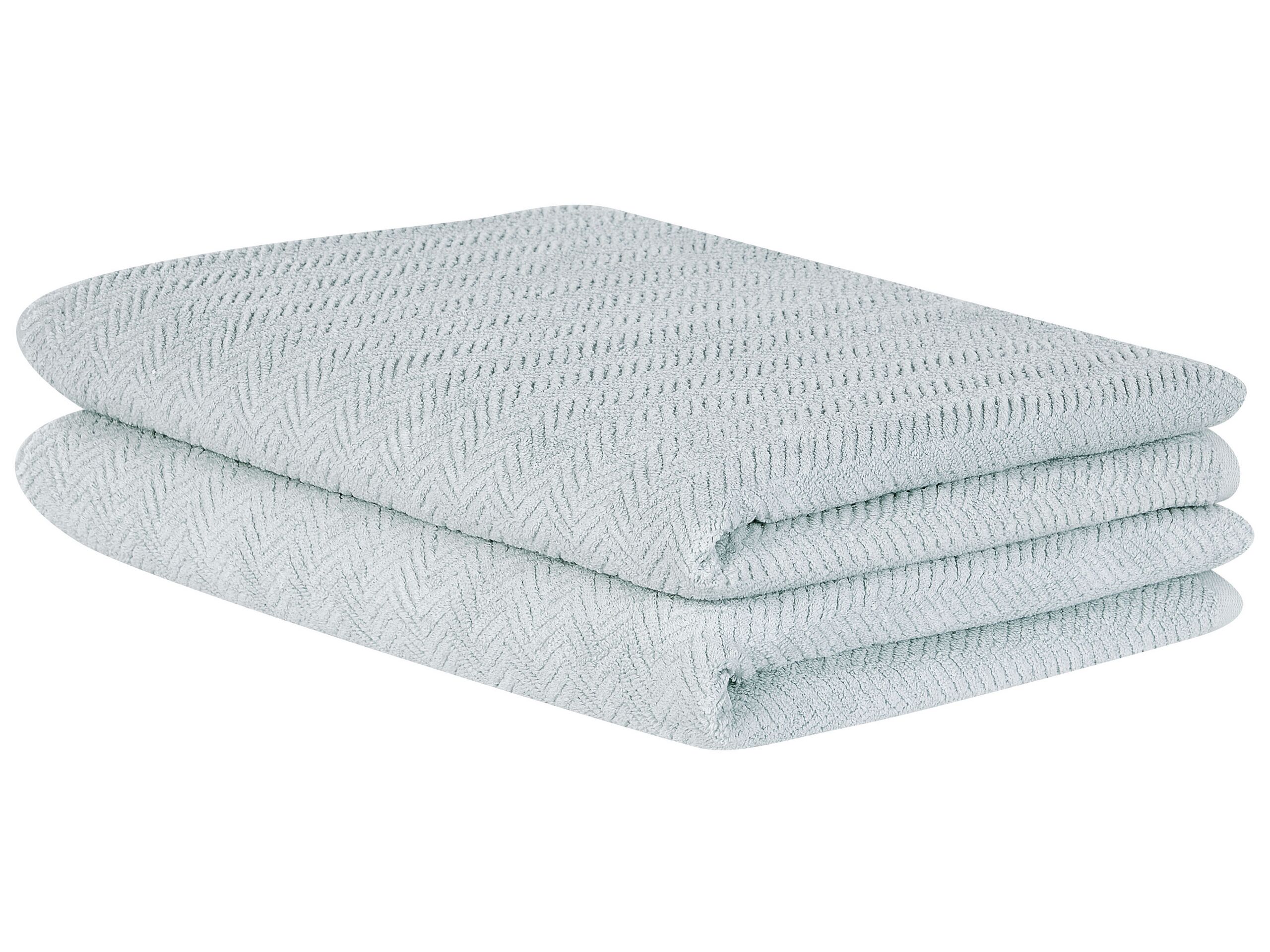 Set of 2 Cotton Terry Towels Mint Green MITIARO