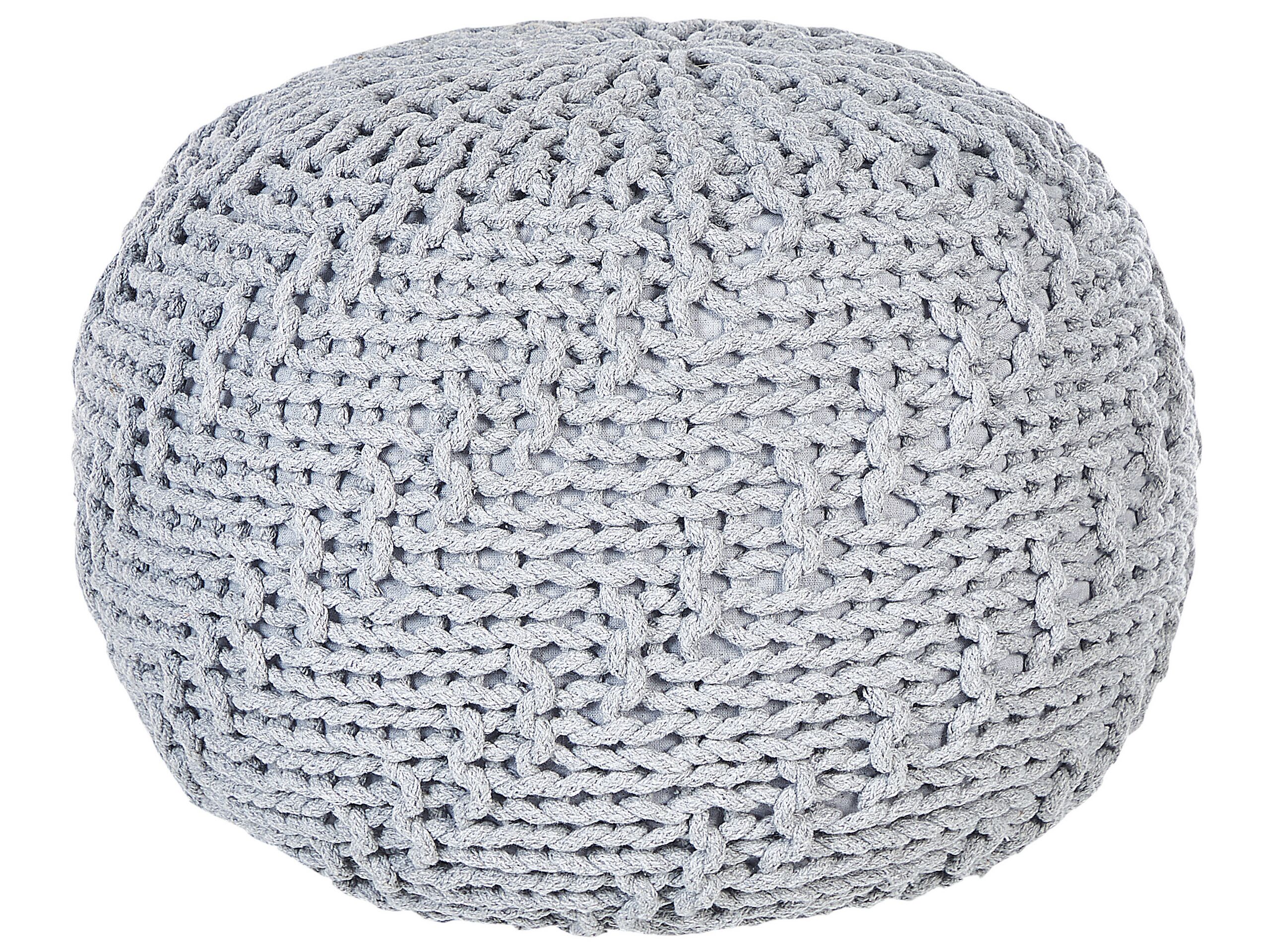 Cotton Knitted Pouffe 50 x 35 cm Grey PRIENE