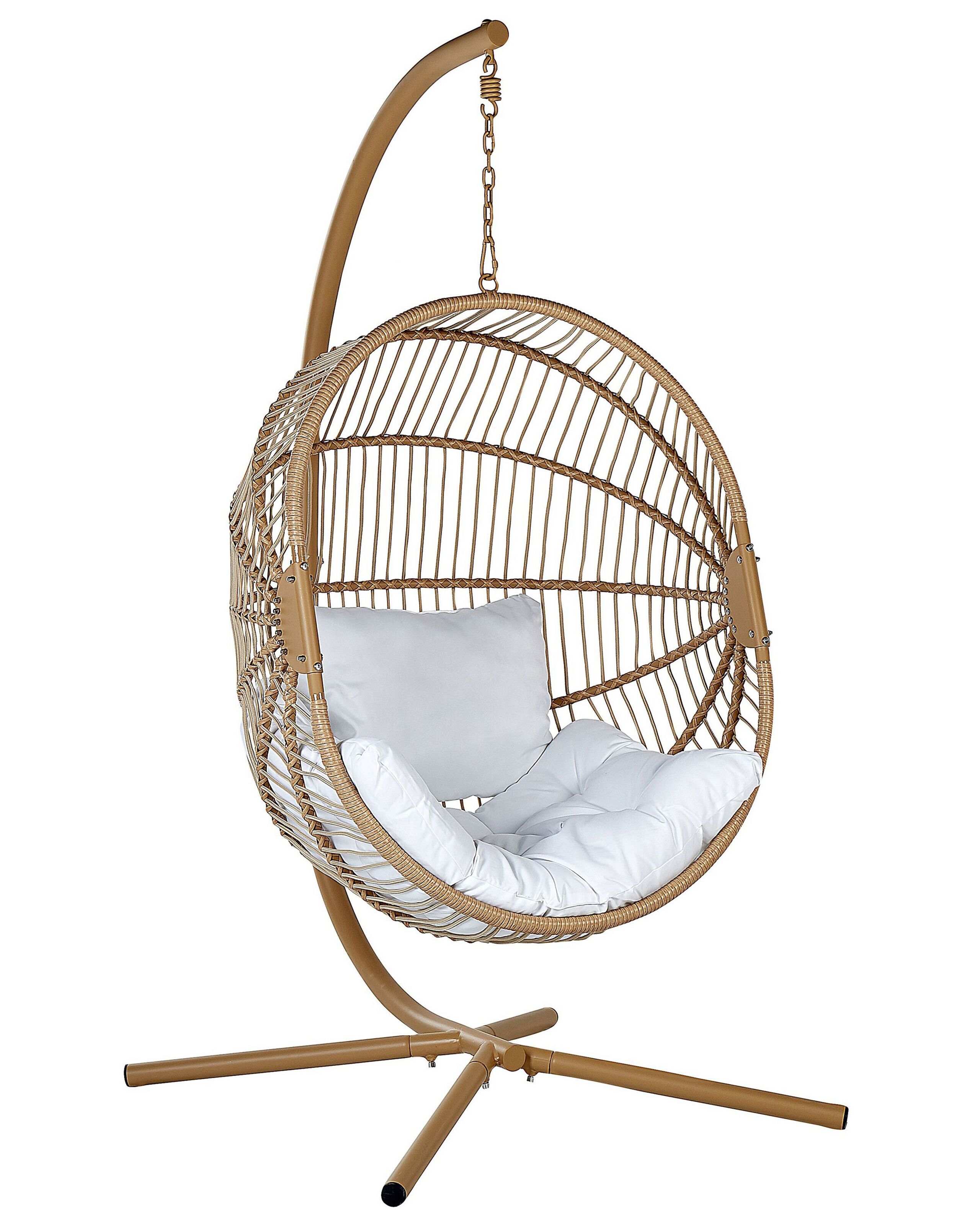 PE Rattan Hanging Chair with Stand Beige ACRI