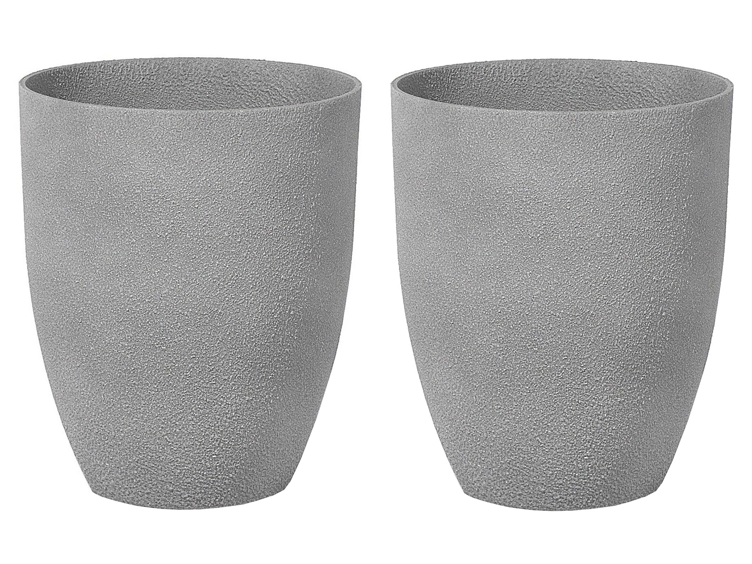 Set of 2 Plant Pots 35x35x42 cm Grey CROTON