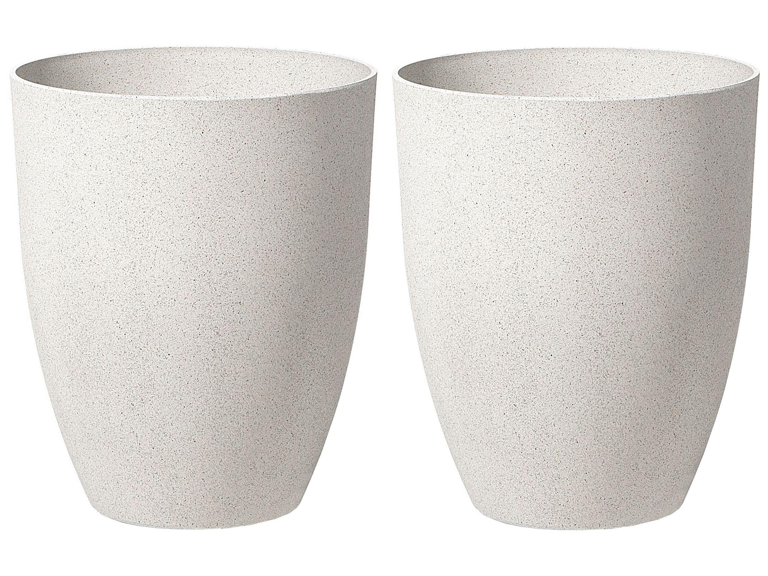 Set of 2 Plant Pots 43 x 43 x 52 cm Off-White CROTON