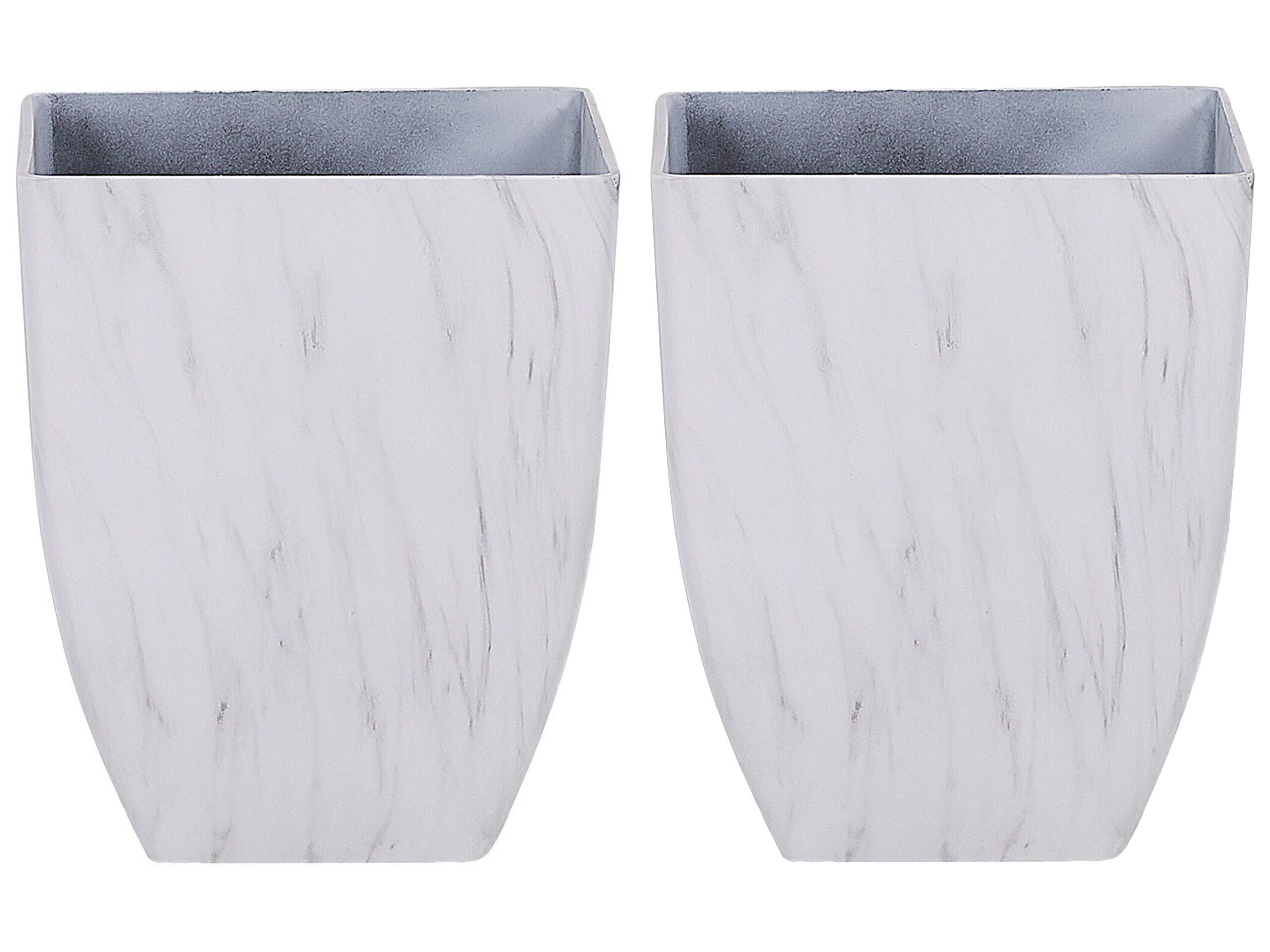 Set of 2 Plant Pots 35 x 35 x 42 cm Marble Effect MIRO