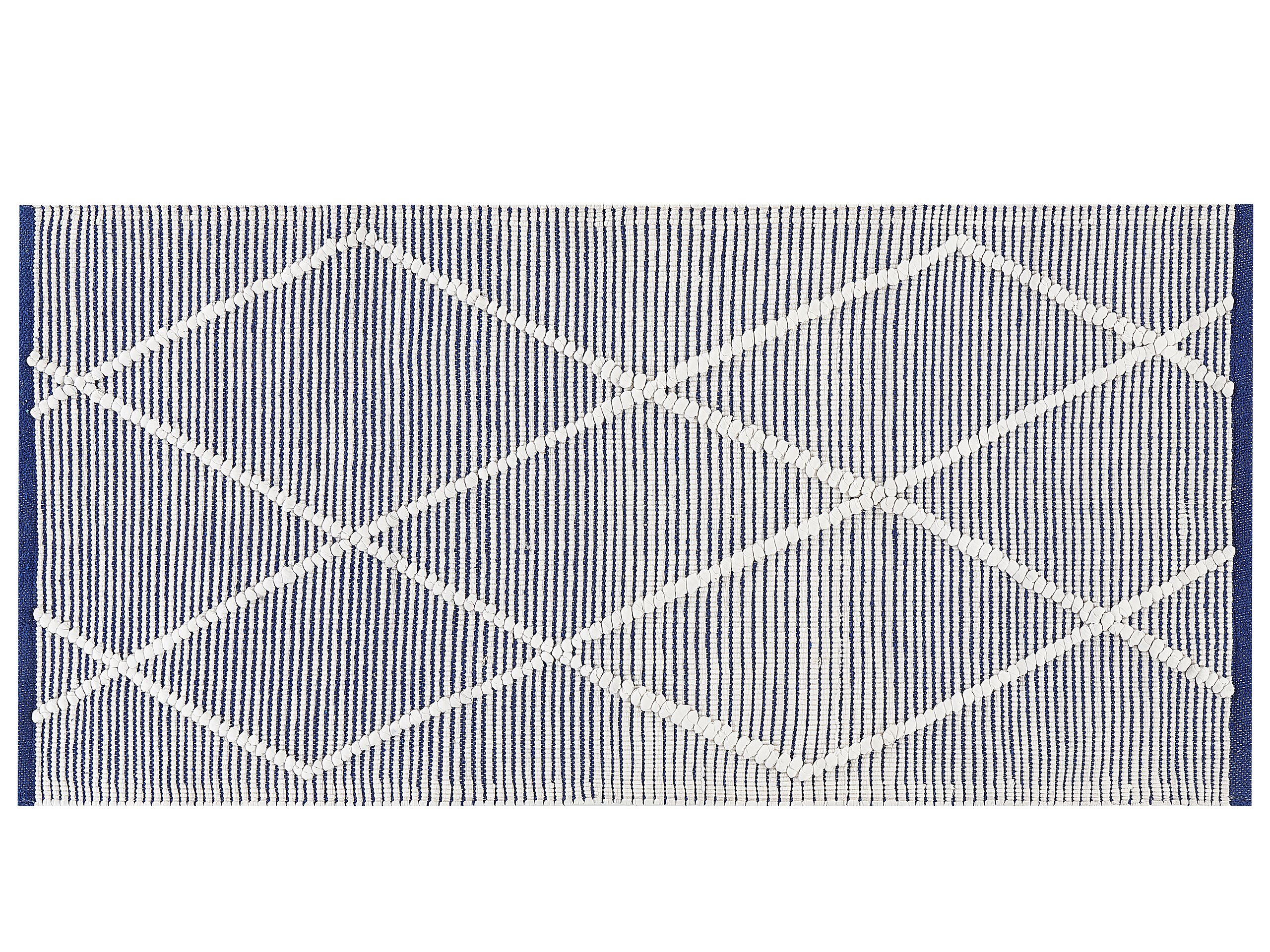 Cotton Area Rug 80x150cm White and Blue