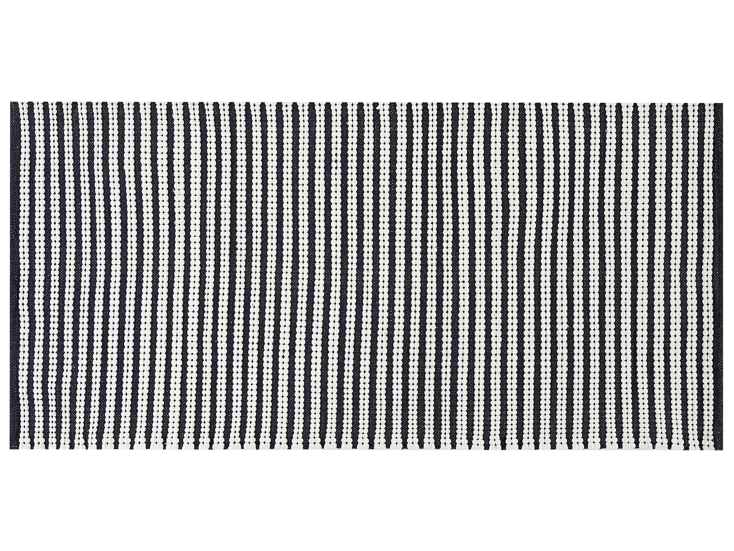 Cotton Area Rug 80x150cm White and Blue