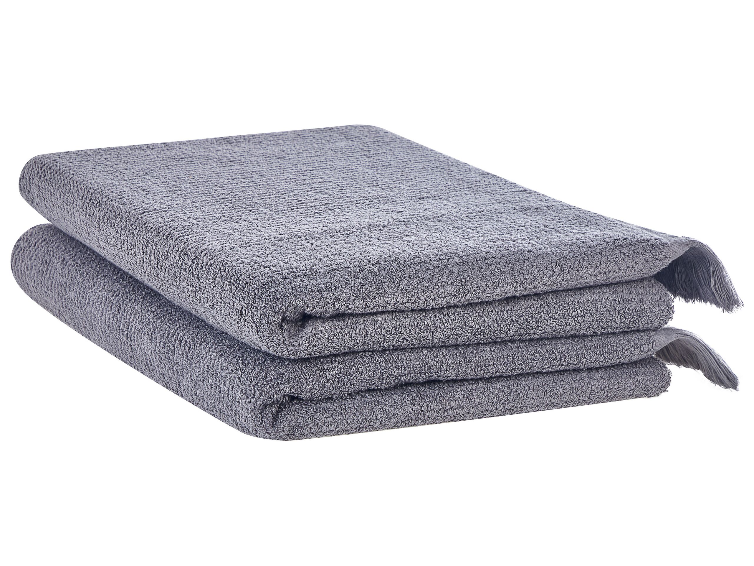 Set of 2 Cotton Terry Towels Grey ATIU
