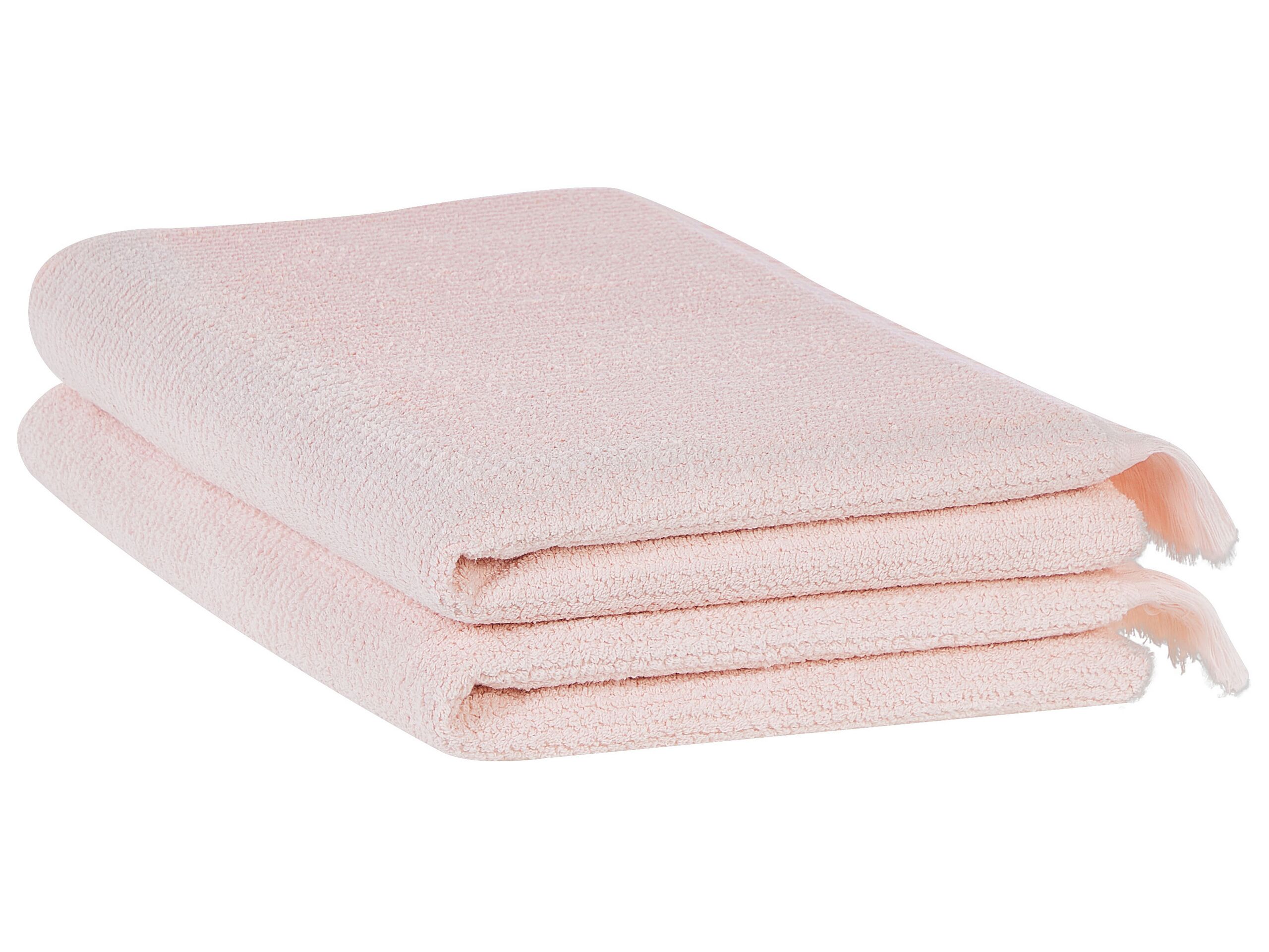 Set of 2 Cotton Terry Towels Pink ATIU