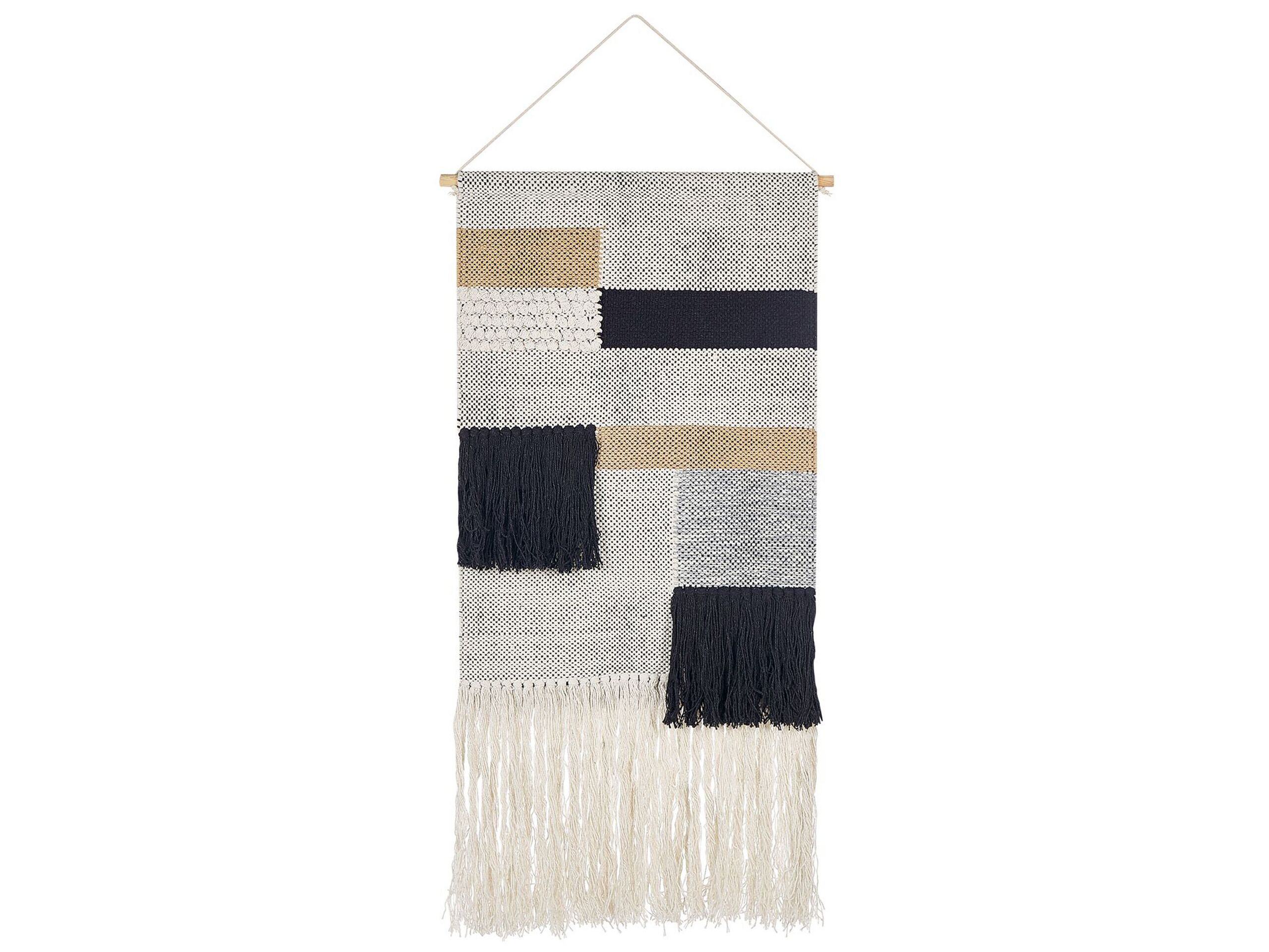 Cotton MacramÃ Wall Hanging Beige and Black HANGU