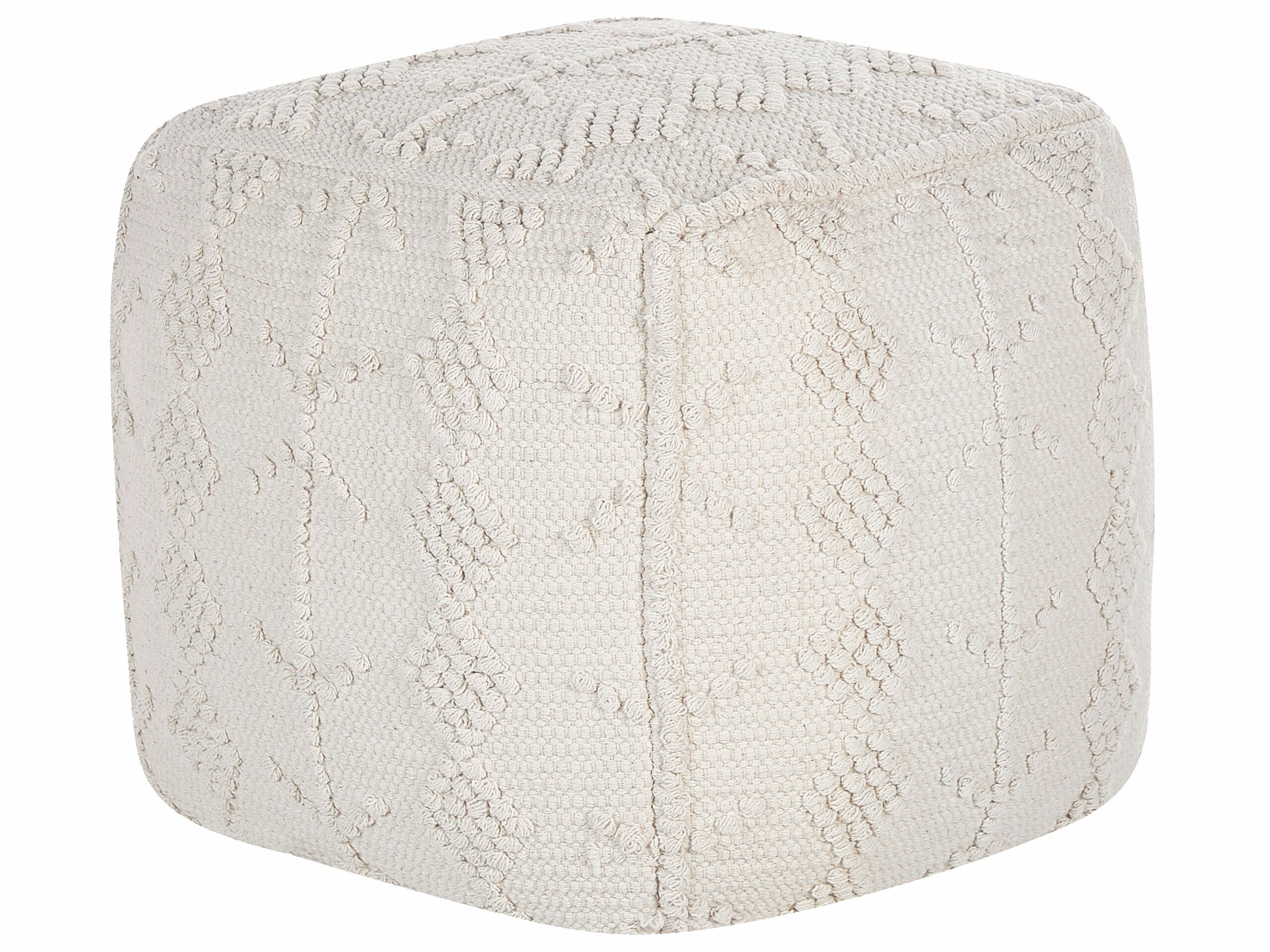 Cotton Pouffe 40 x 40 cm White WARANGAL