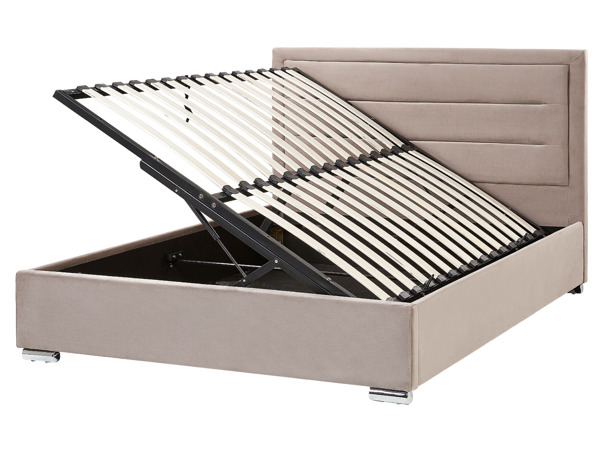 Velvet EU King Size Ottoman Bed Taupe ROUEN