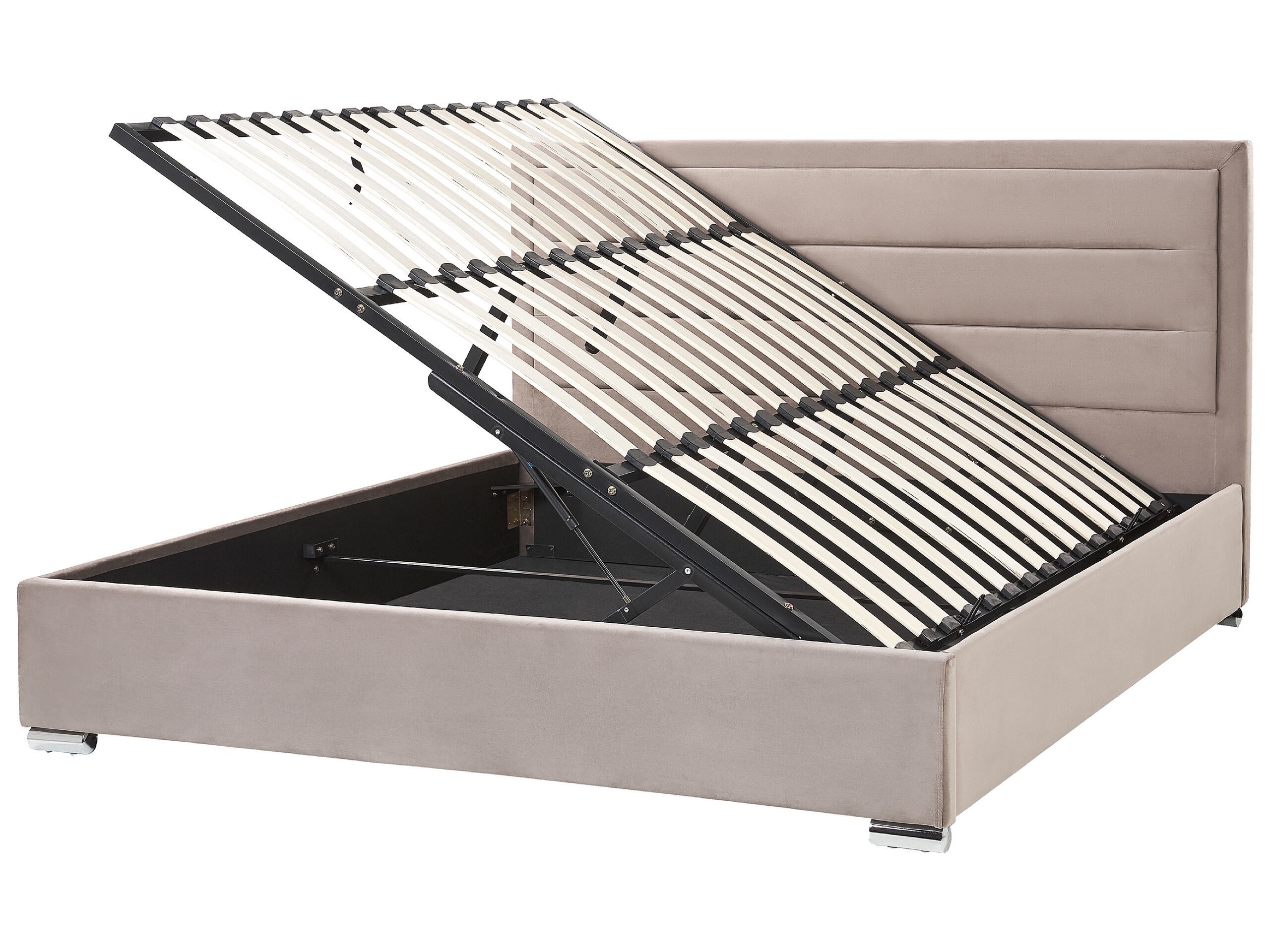 Velvet EU Super King Size Ottoman Bed Taupe ROUEN