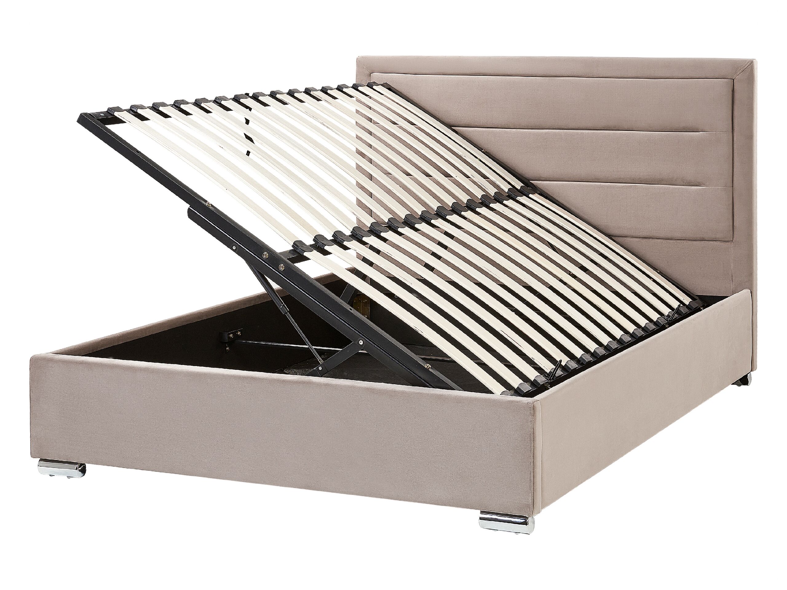 Velvet EU Double Size Ottoman Bed Taupe ROUEN