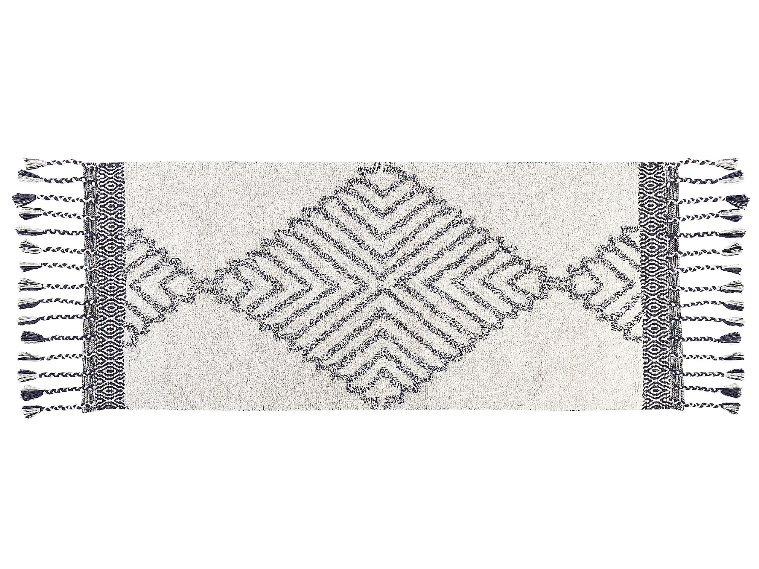 Cotton Area Rug 80x150cm White and Black