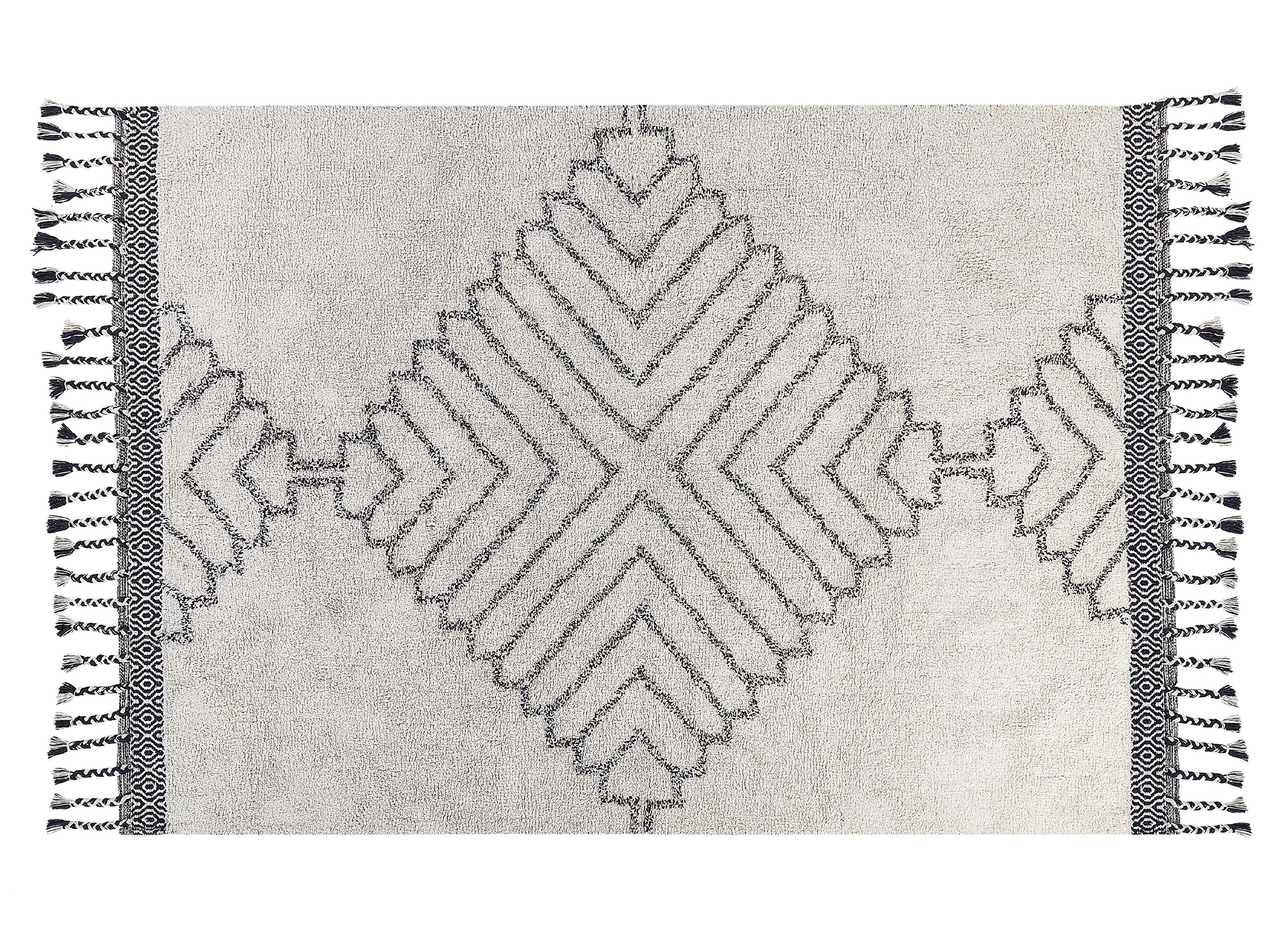 Cotton Area Rug 140x200cm White and Black