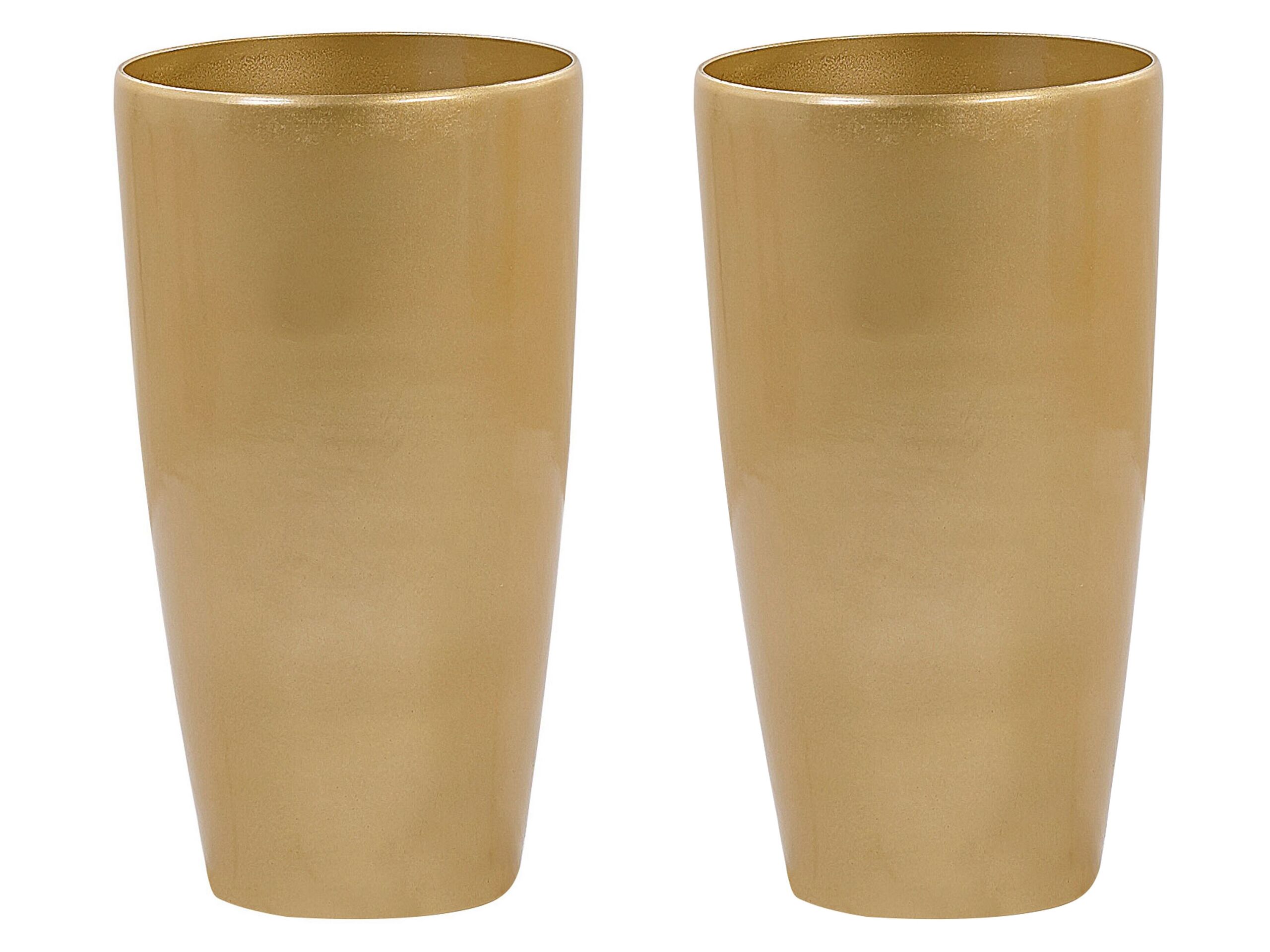 Set of 2 Plant Pots âŒ€ 32 cm Gold TSERIA