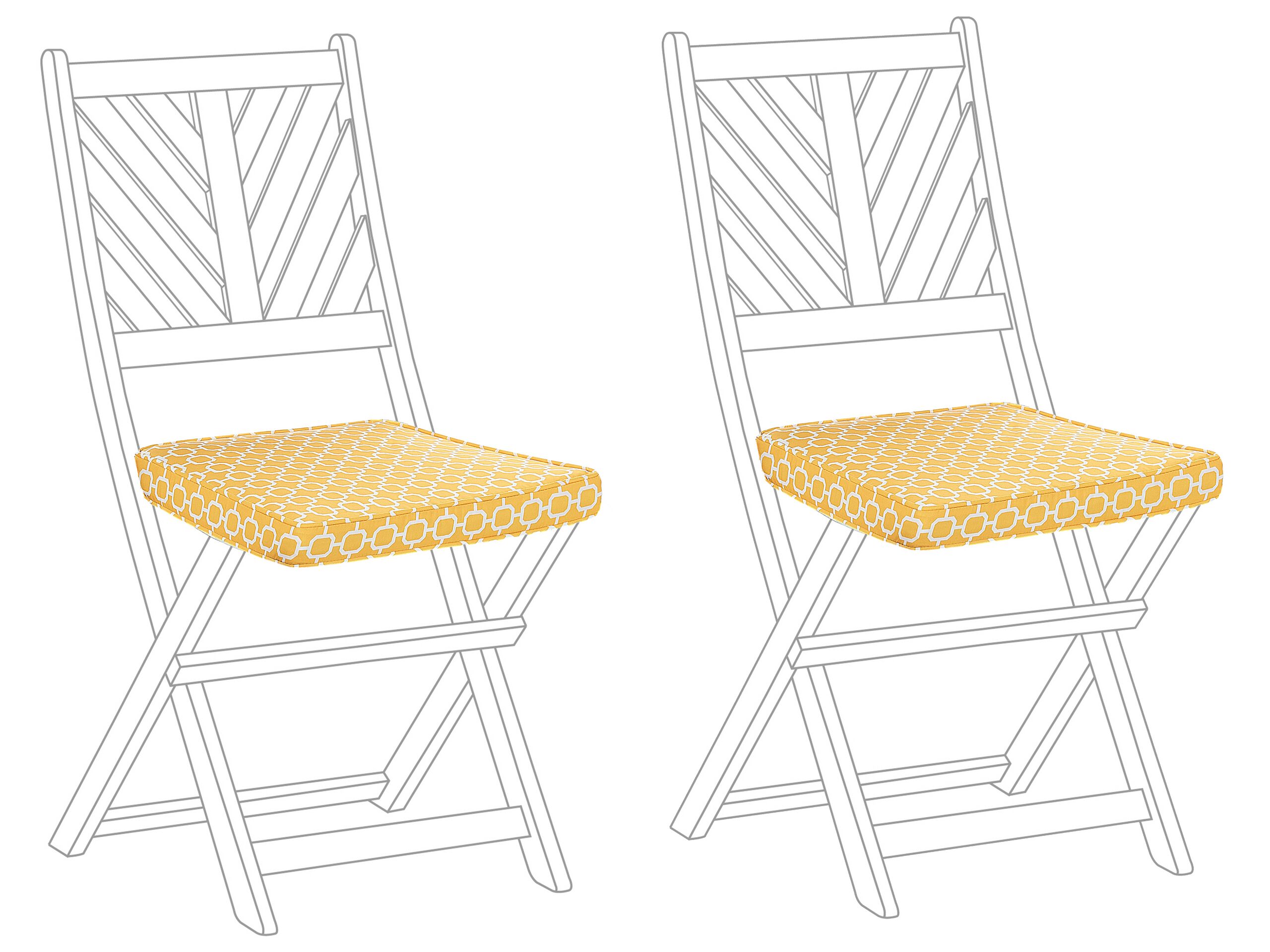 Set of 2 Outdoor Seat Pad Cushions Geometric Pattern Yellow TERNI