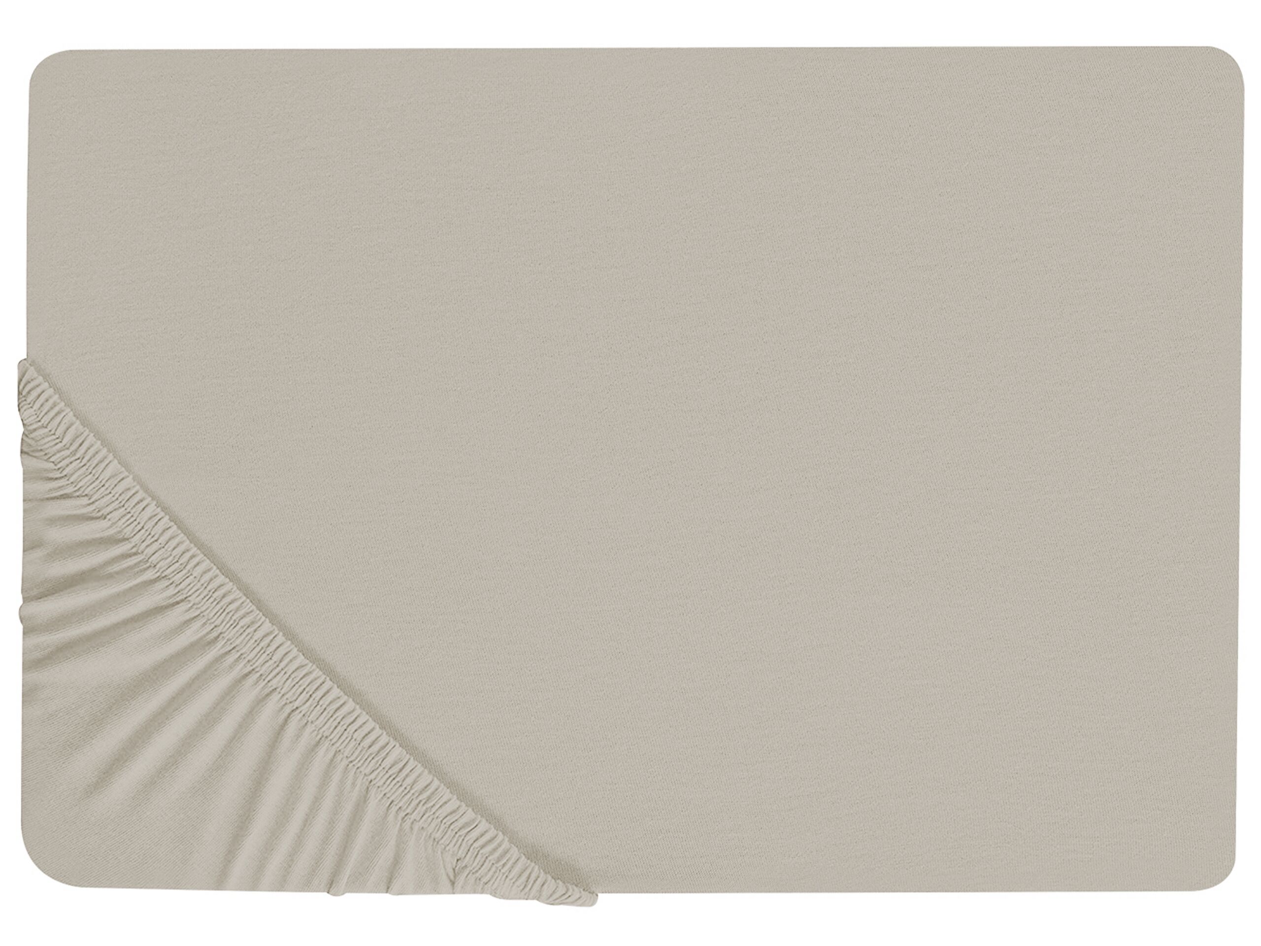 Cotton Fitted Sheet 90 x 200 cm Taupe JANBU