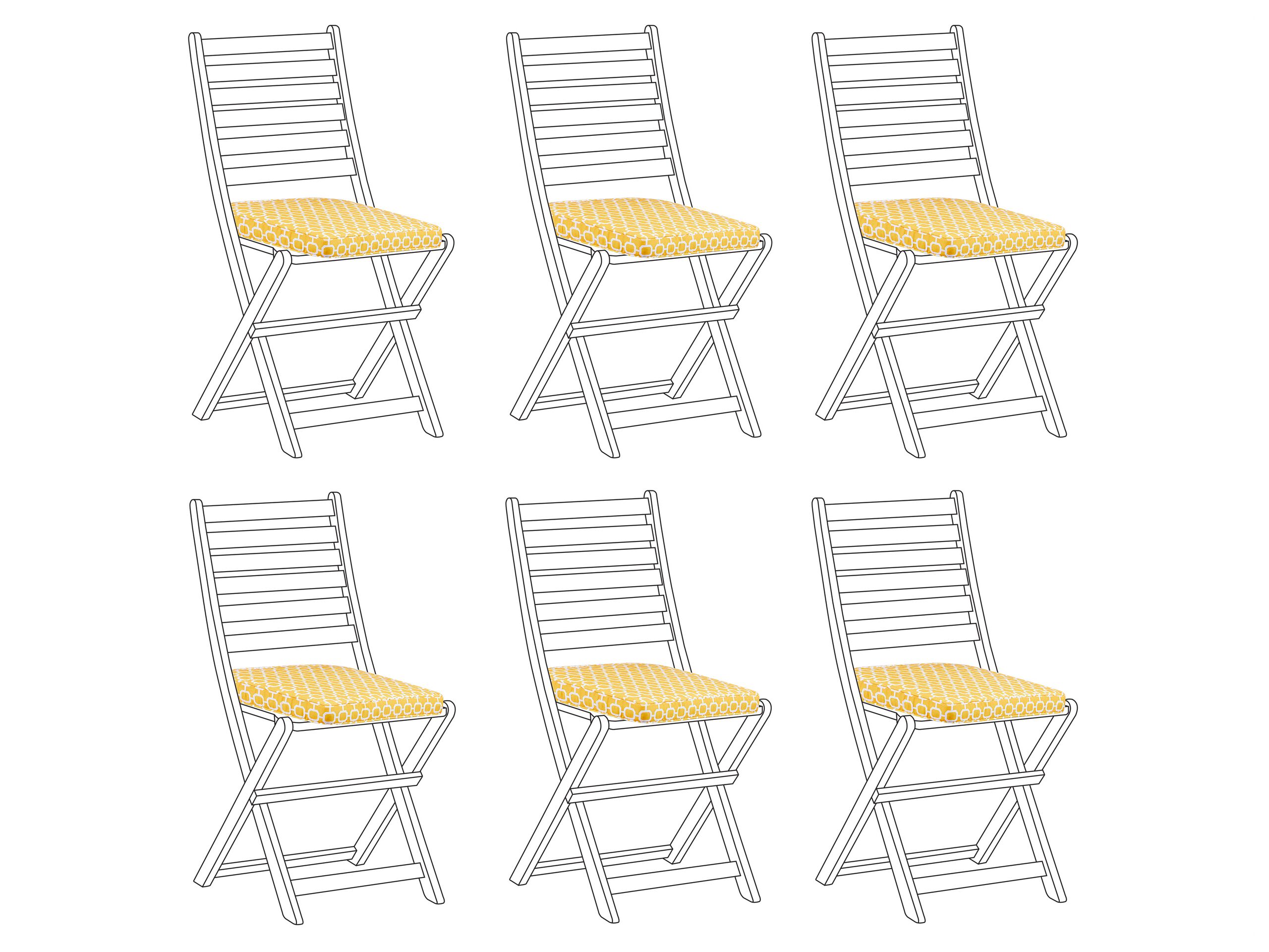 Set of 6 Outdoor Seat Pad Cushions Geometric Pattern Yellow TOLVE