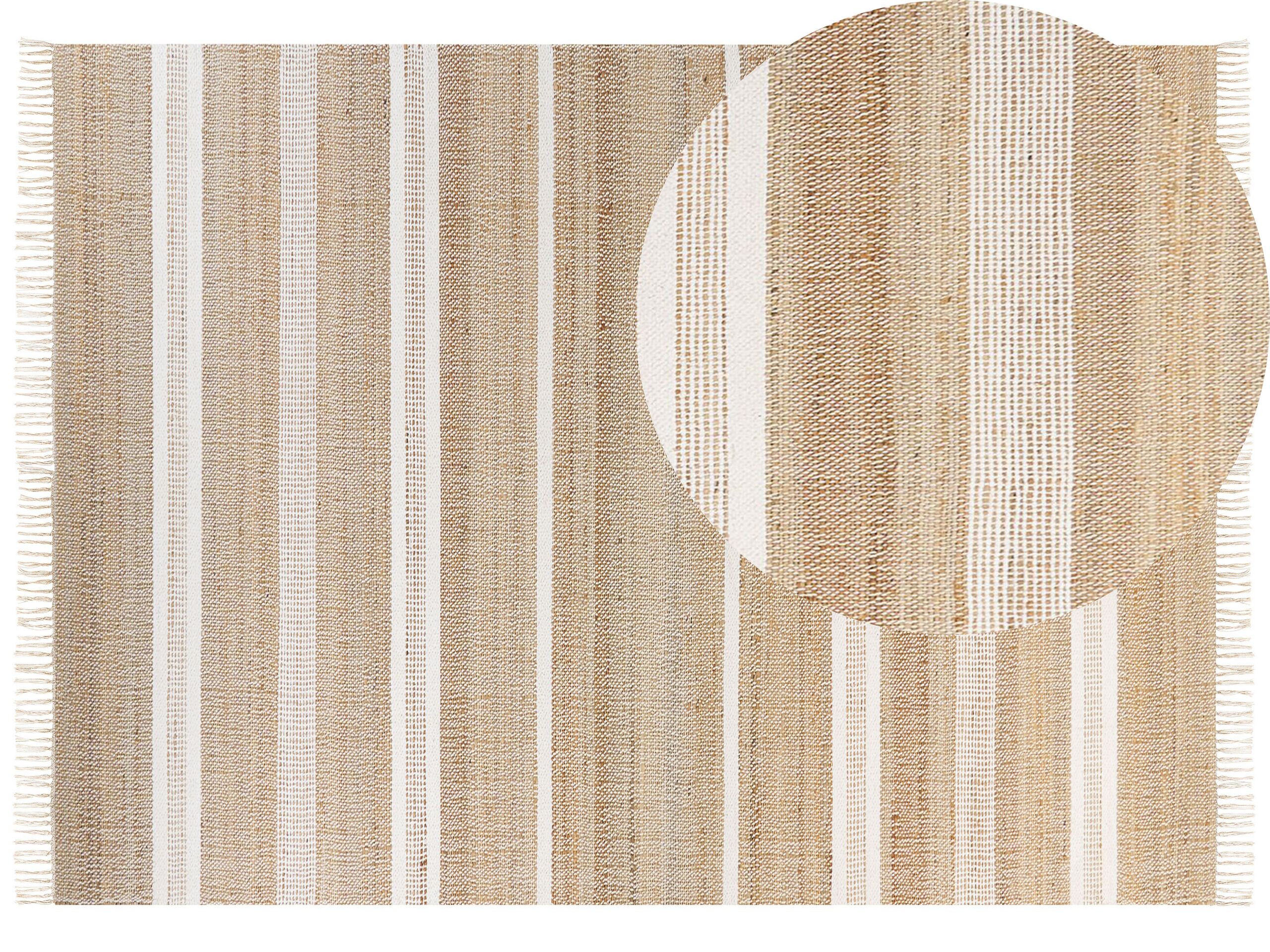 Jute Area Rug 160x230cm Beige and White