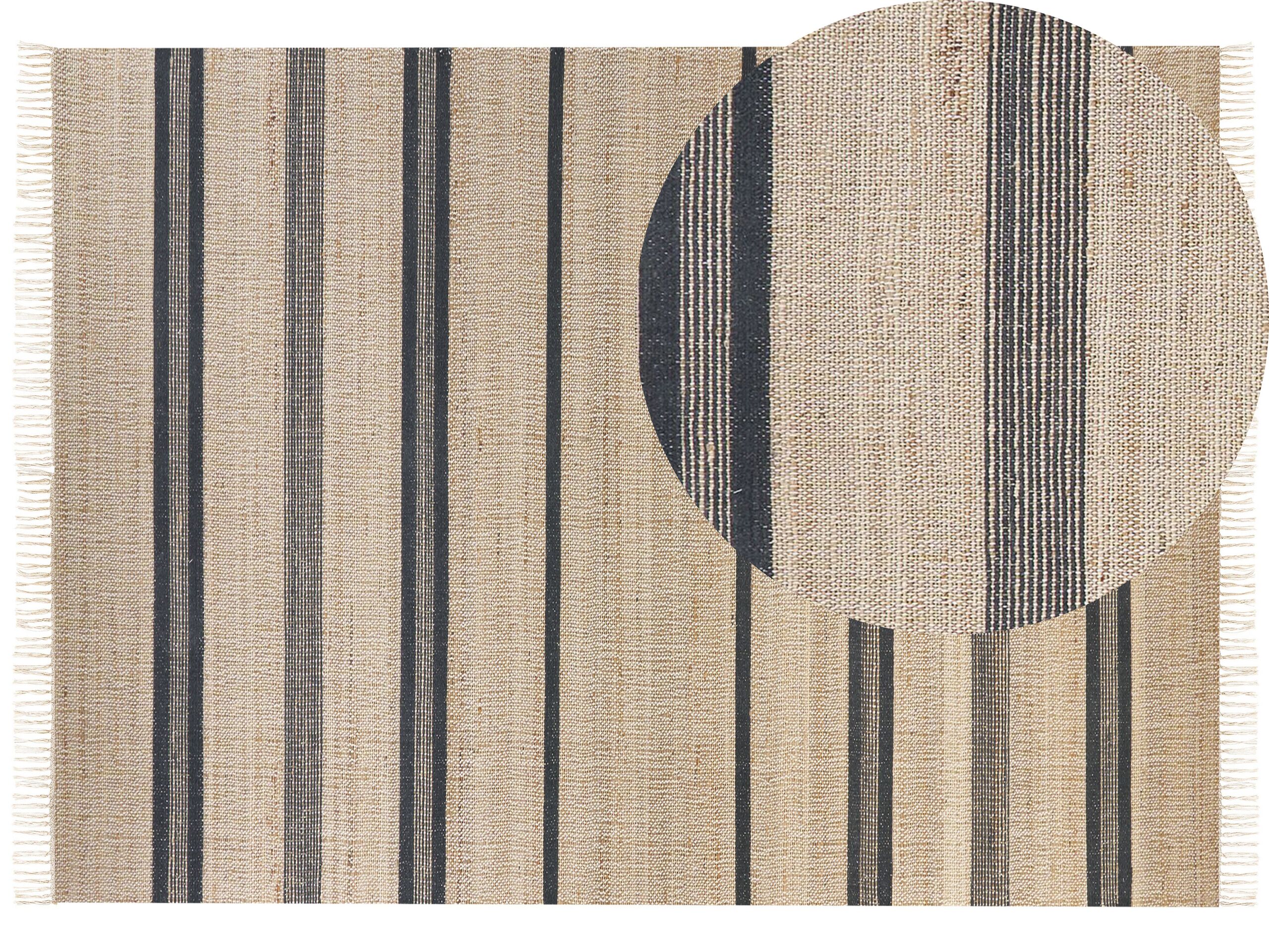 Jute Area Rug 160x230cm Beige and Grey