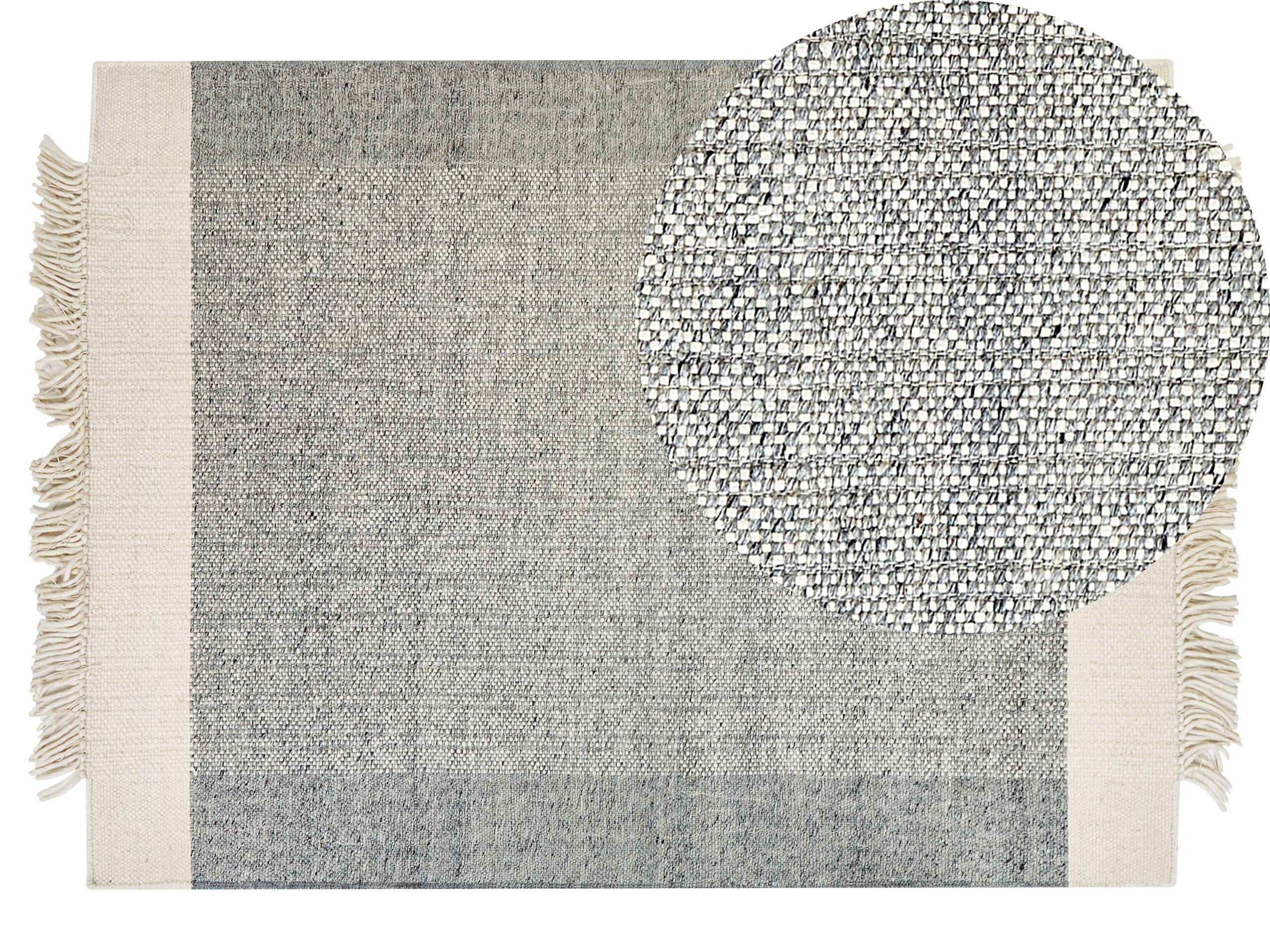 Wool Area Rug 140x200cm Grey and Off - White
