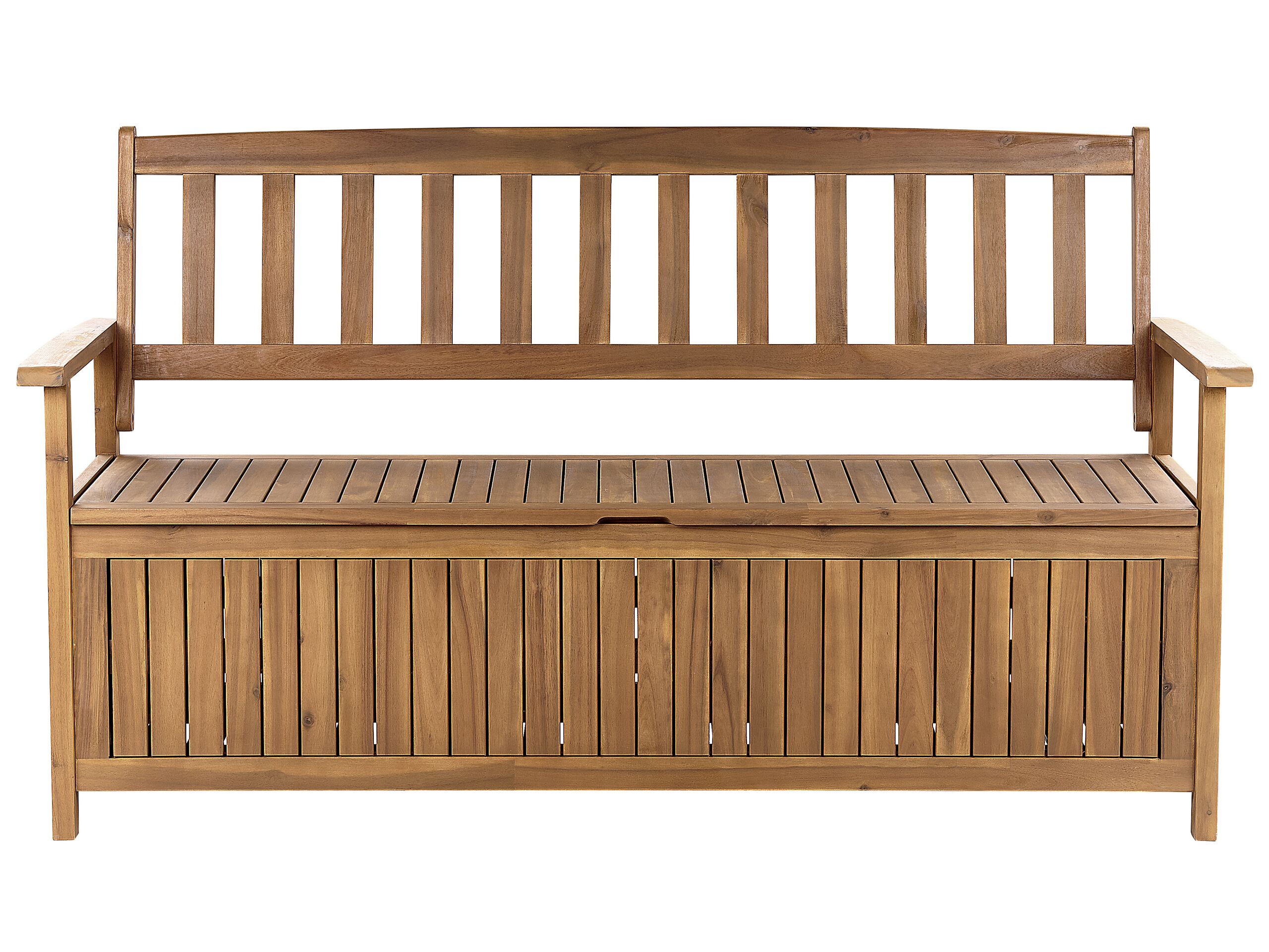 Acacia Wood Garden Bench with Storage 160 cm Light SOVANA