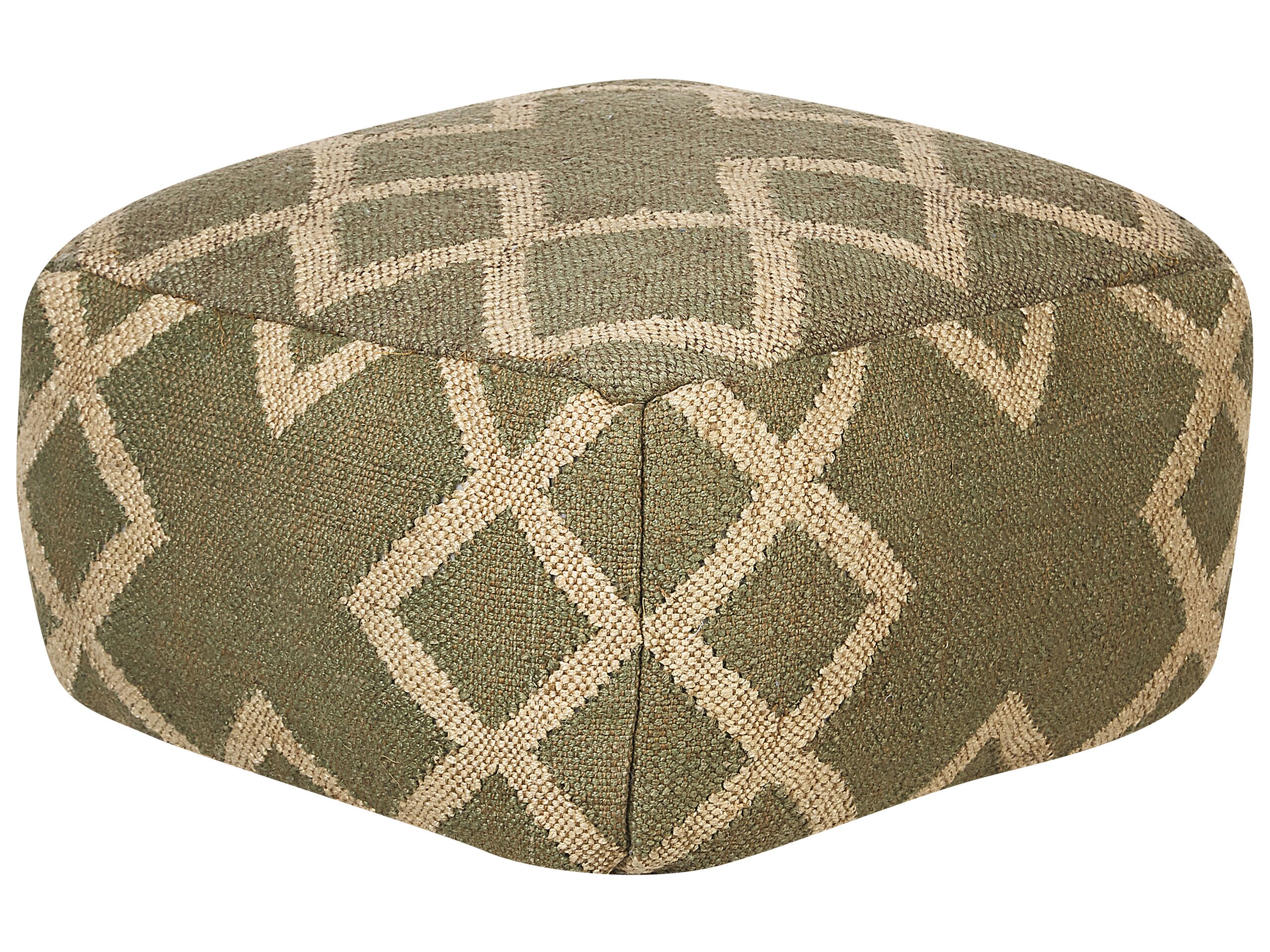 Jute Pouffe 50 x 50 cm Green and Beige GOPI