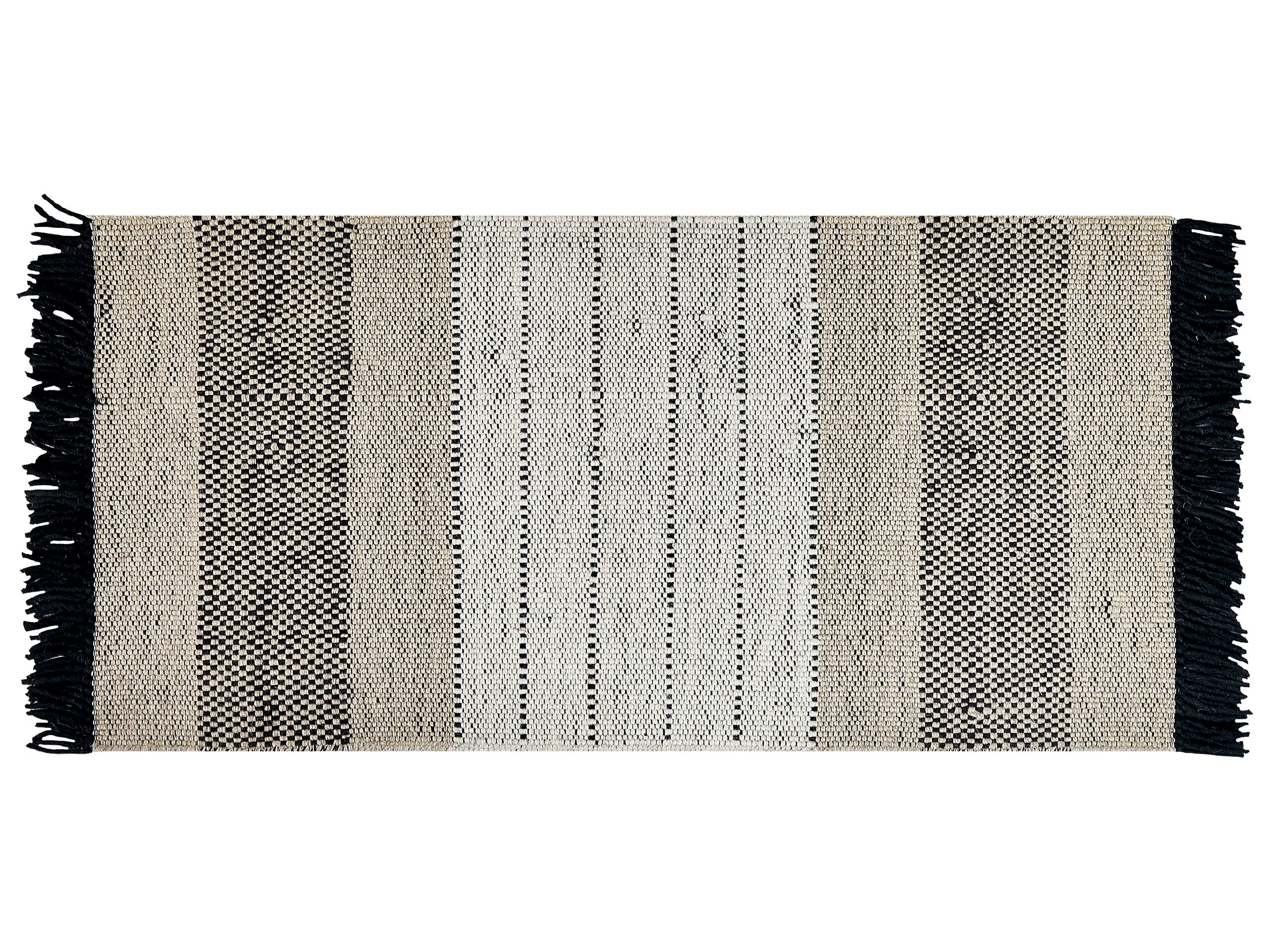Wool Area Rug 80x150cm Beige and Black