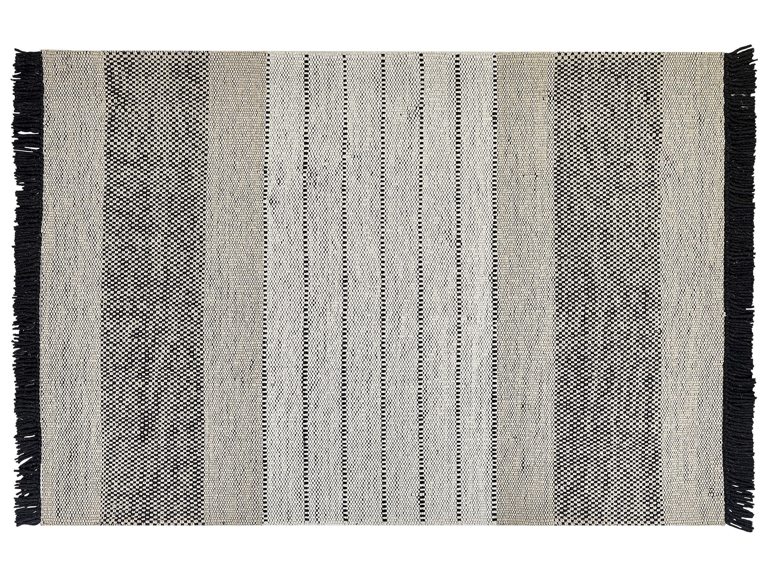 Wool Area Rug 140x200cm Beige and Black