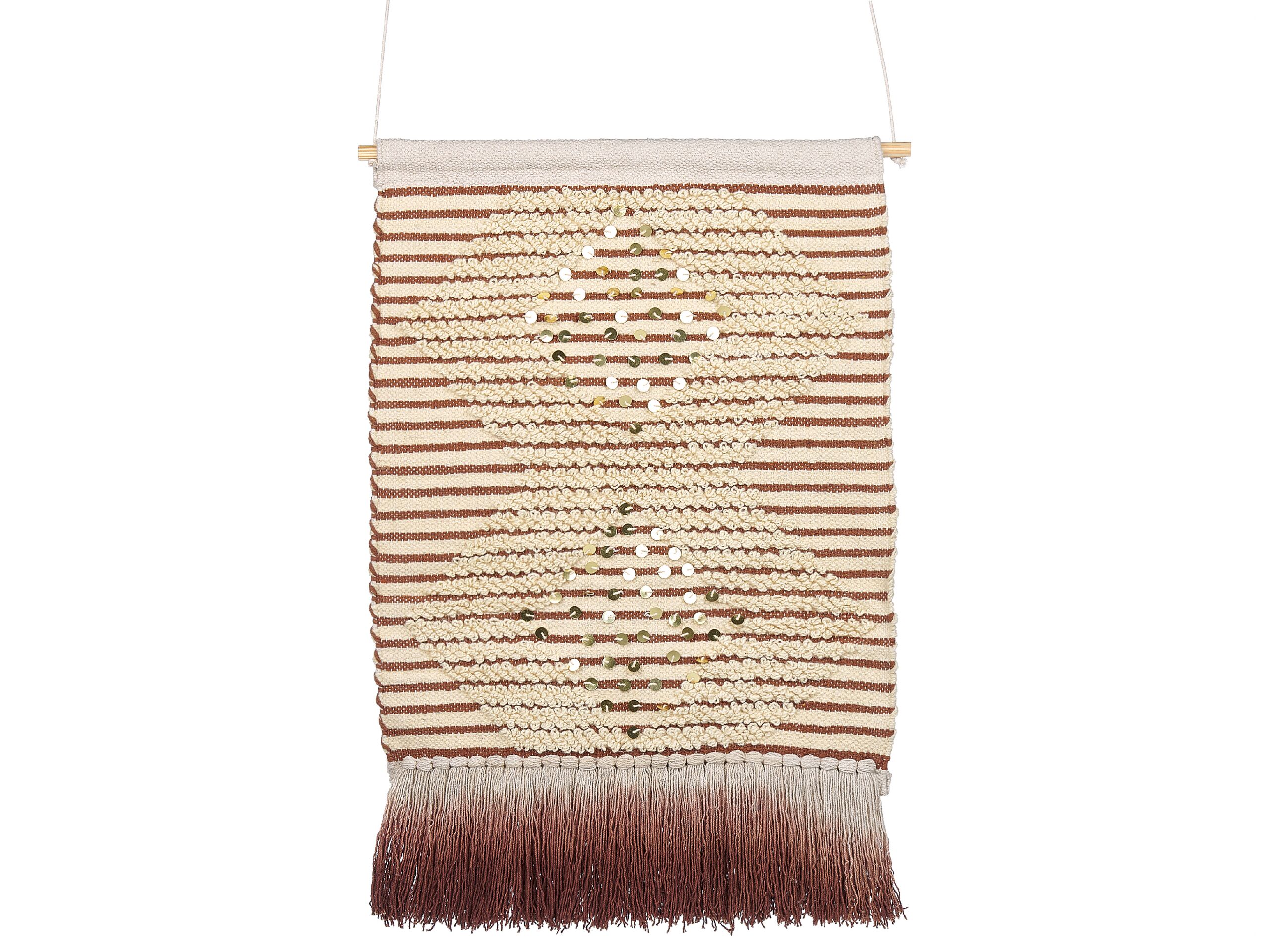 Cotton MacramÃ Wall Hanging Red and Beige SABO