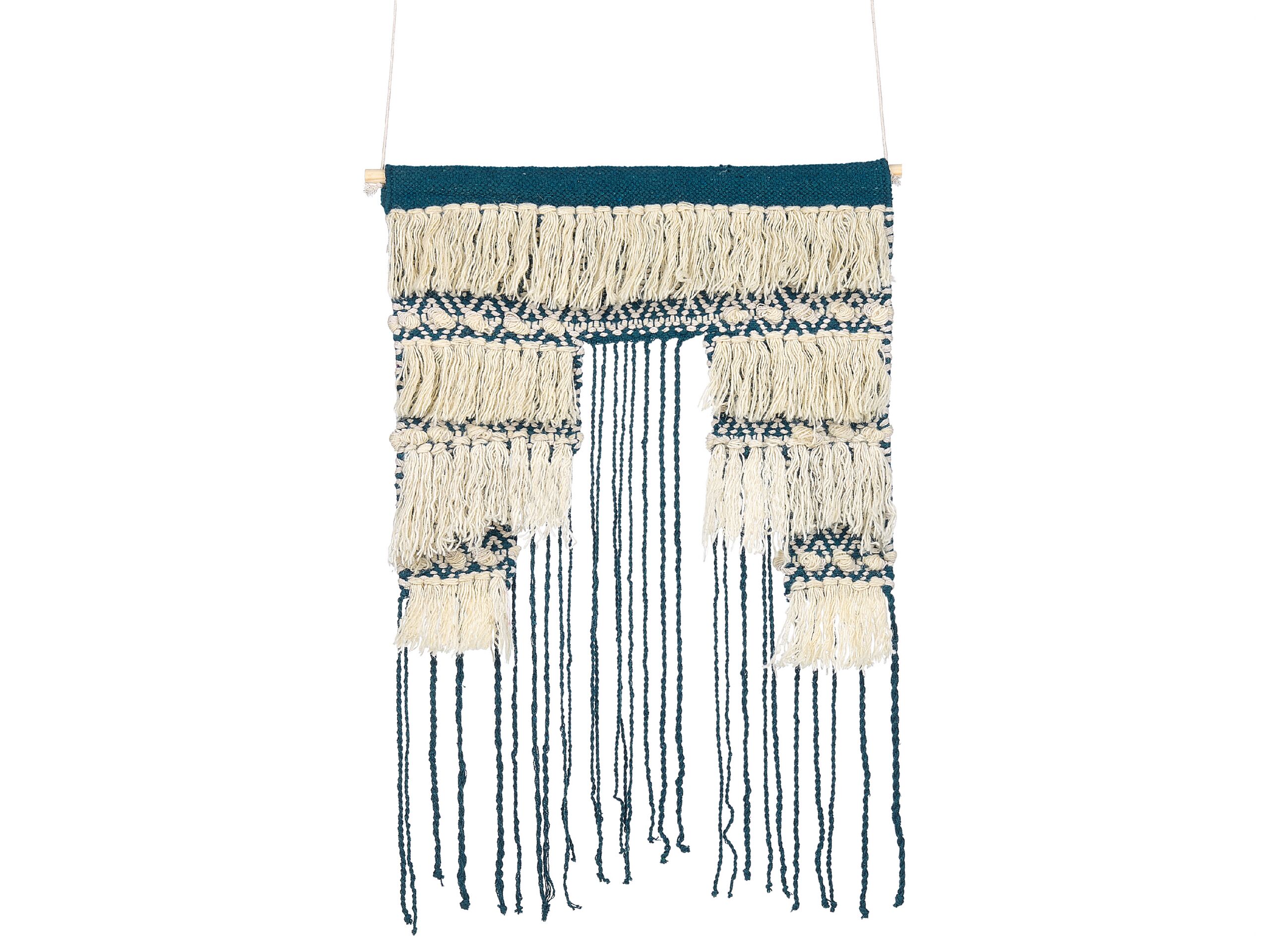 Cotton MacramÃ Wall Hanging Blue and Beige NADRA