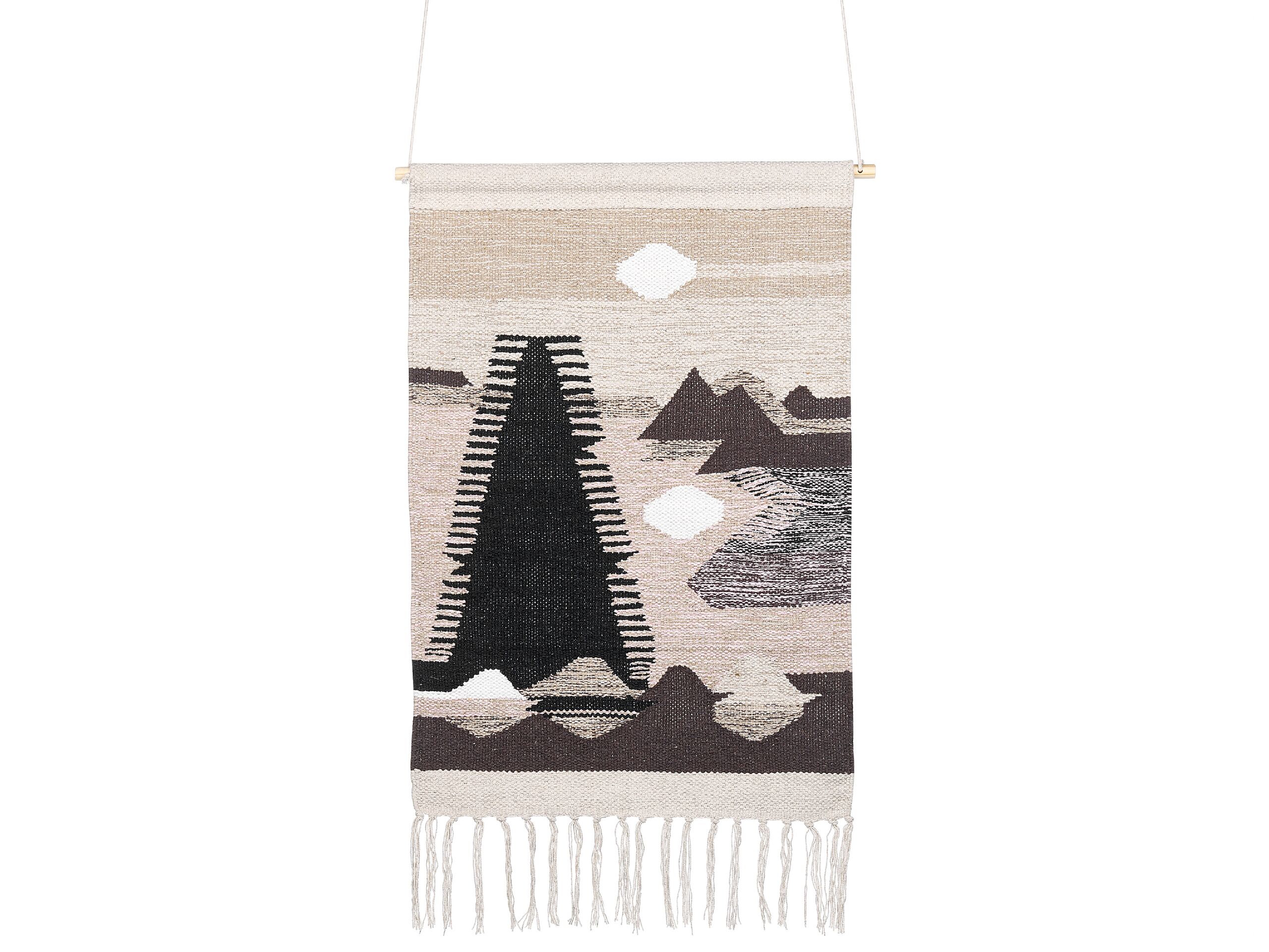 Cotton MacramÃ Wall Hanging Beige and Black SANGAR