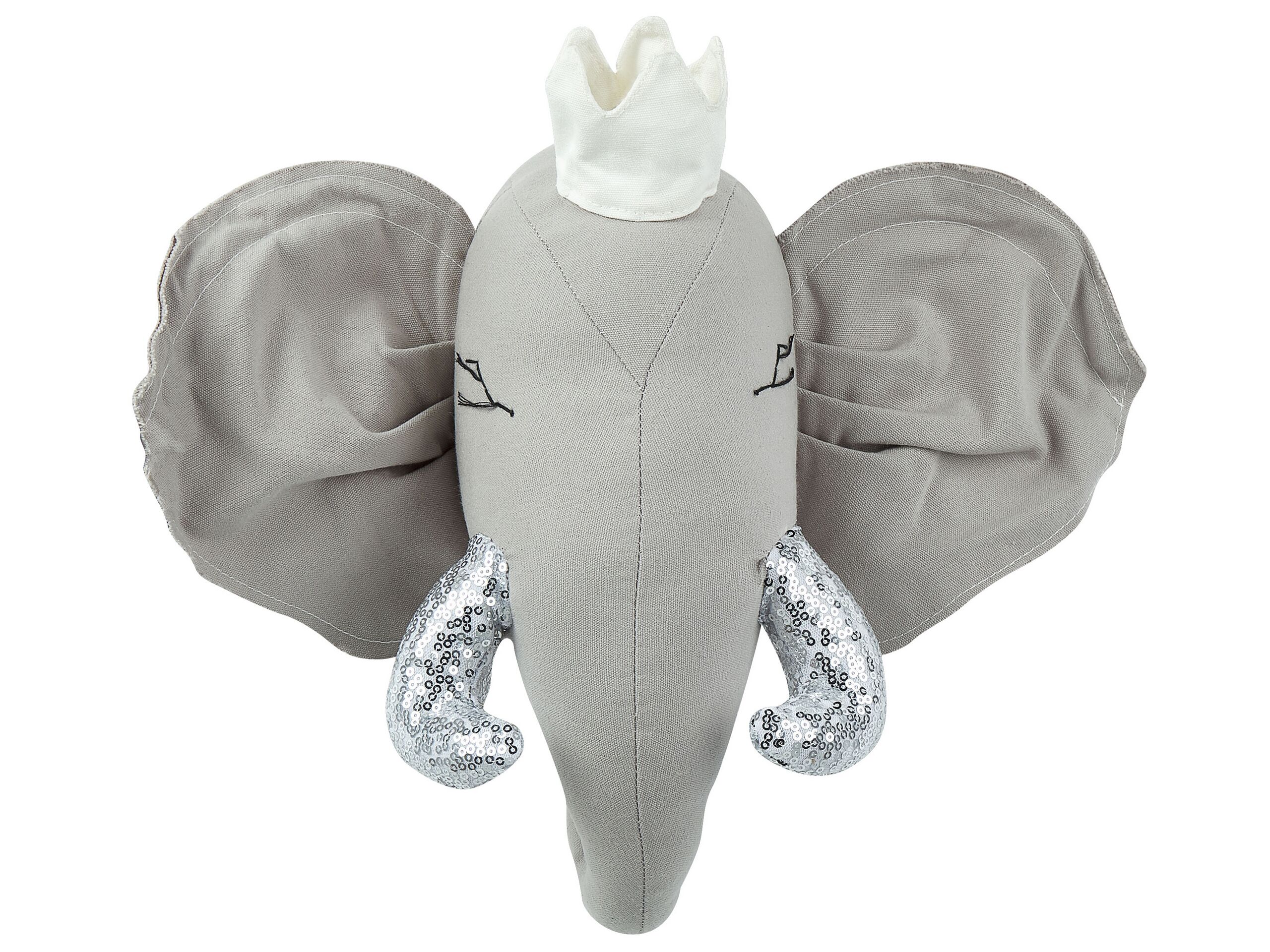 Plush Animal Head Wall DÃ cor Elephant Grey TANTOR