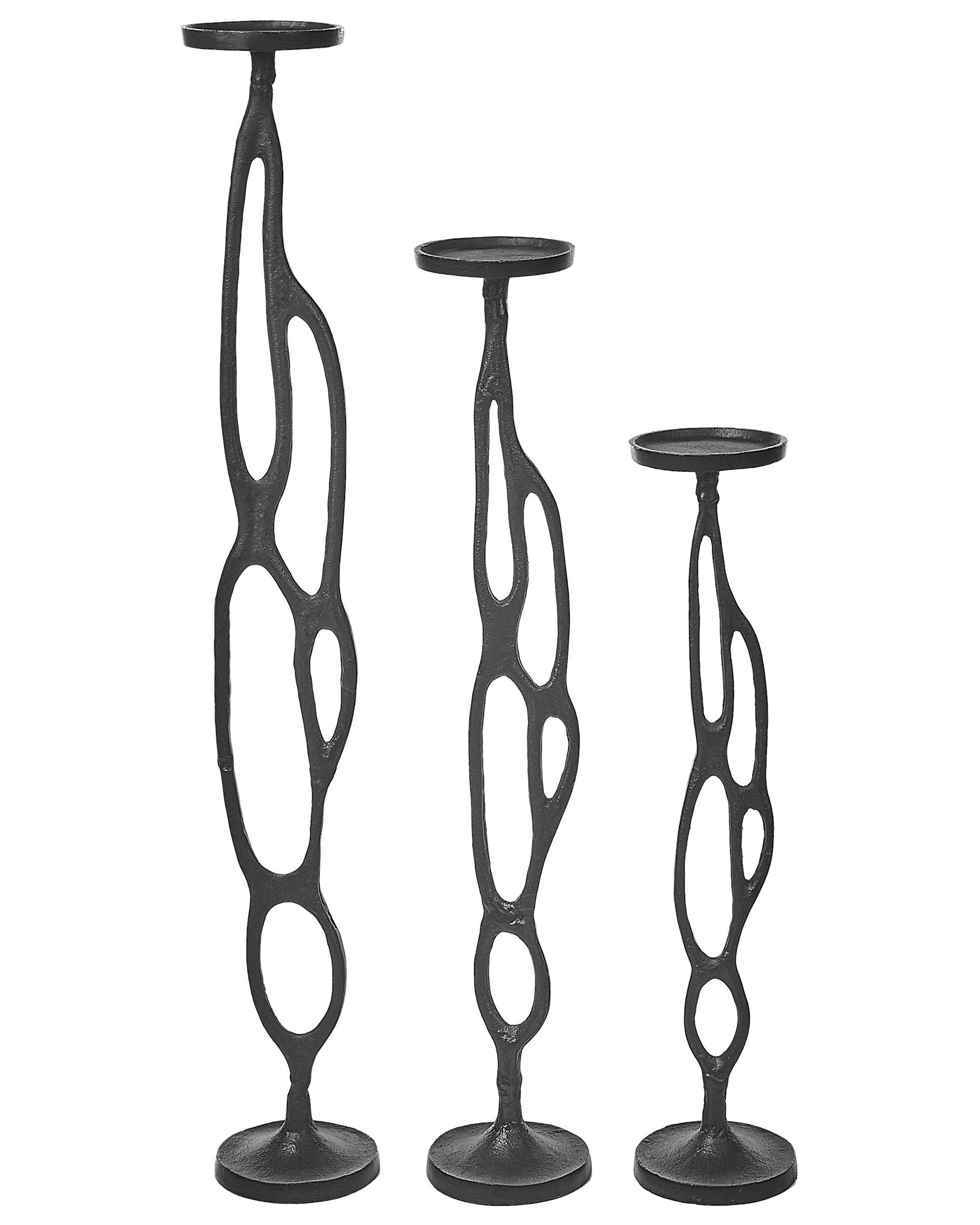 Set of 3 Candlesticks Black
