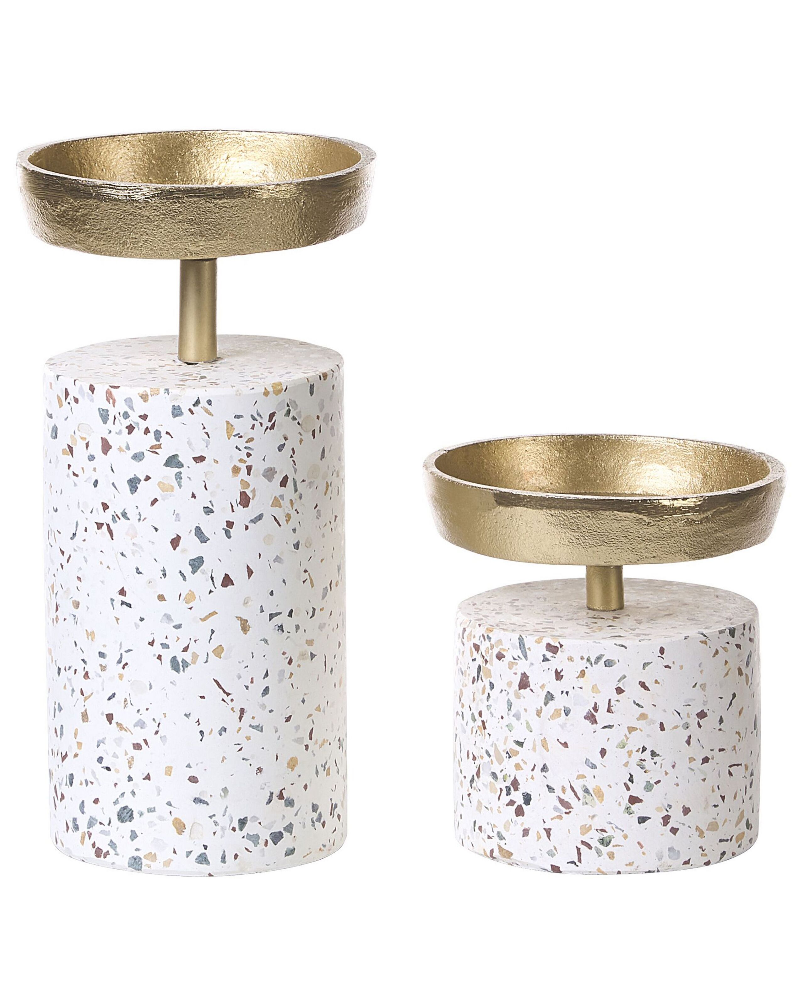 Set of 2 Terrazzo Candle Holders Gold