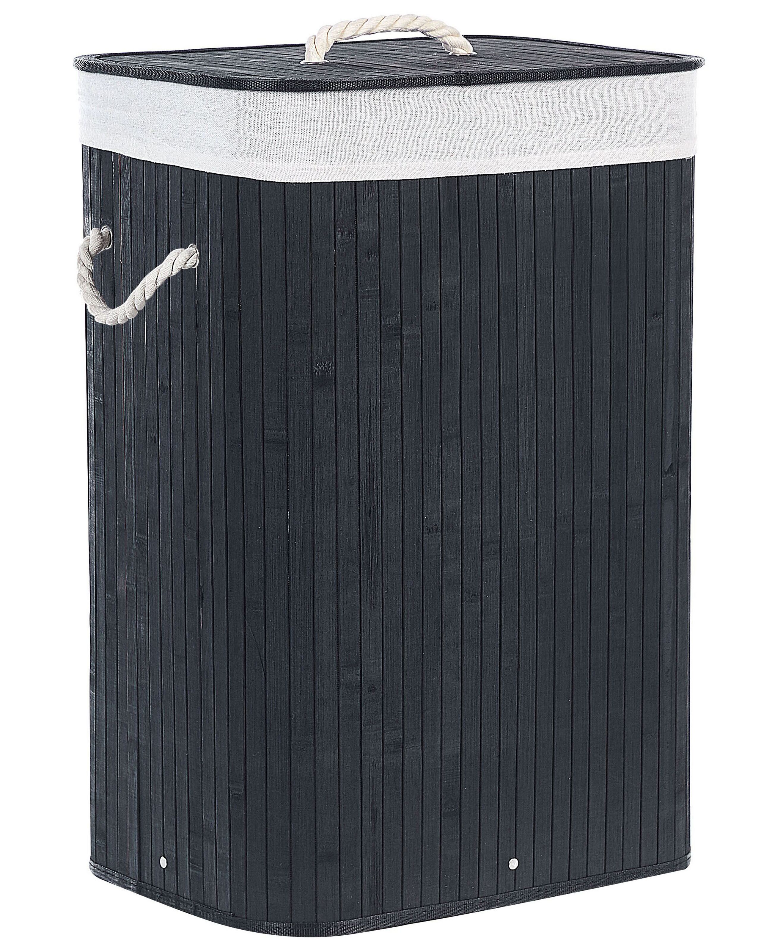 Bamboo Basket with Lid Black KOMARI