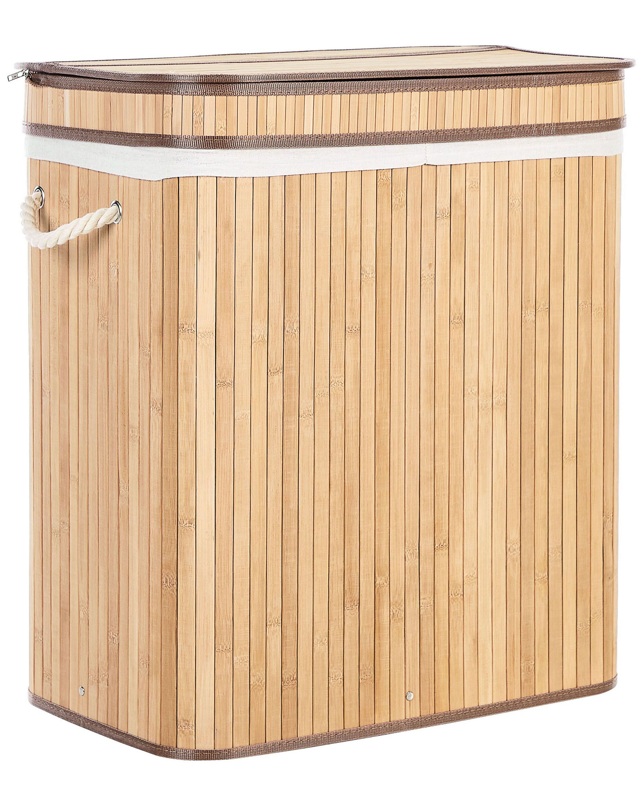 Bamboo Basket with Lid Light Wood KALTHOTA