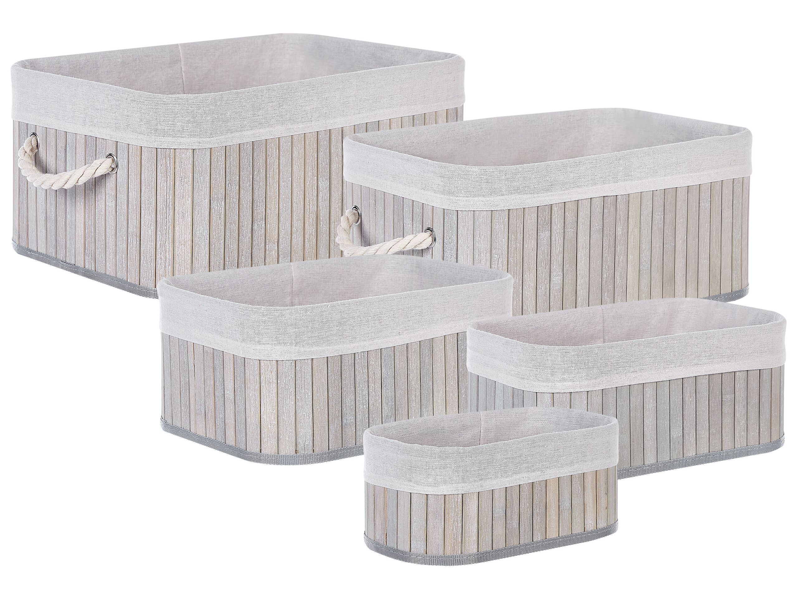 Set of 5 Bamboo Baskets Grey TALPE