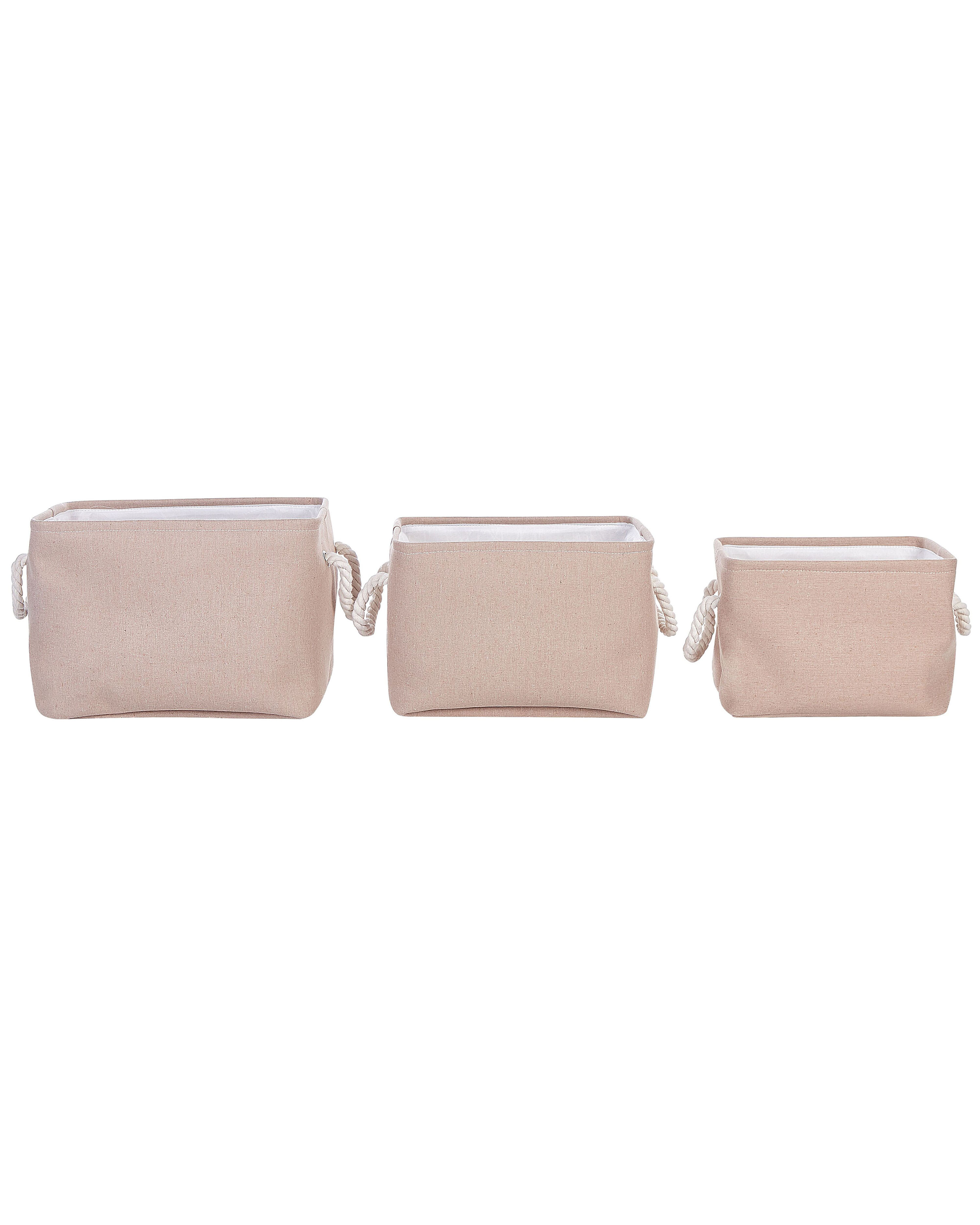 Set of 3 Fabric Baskets Beige