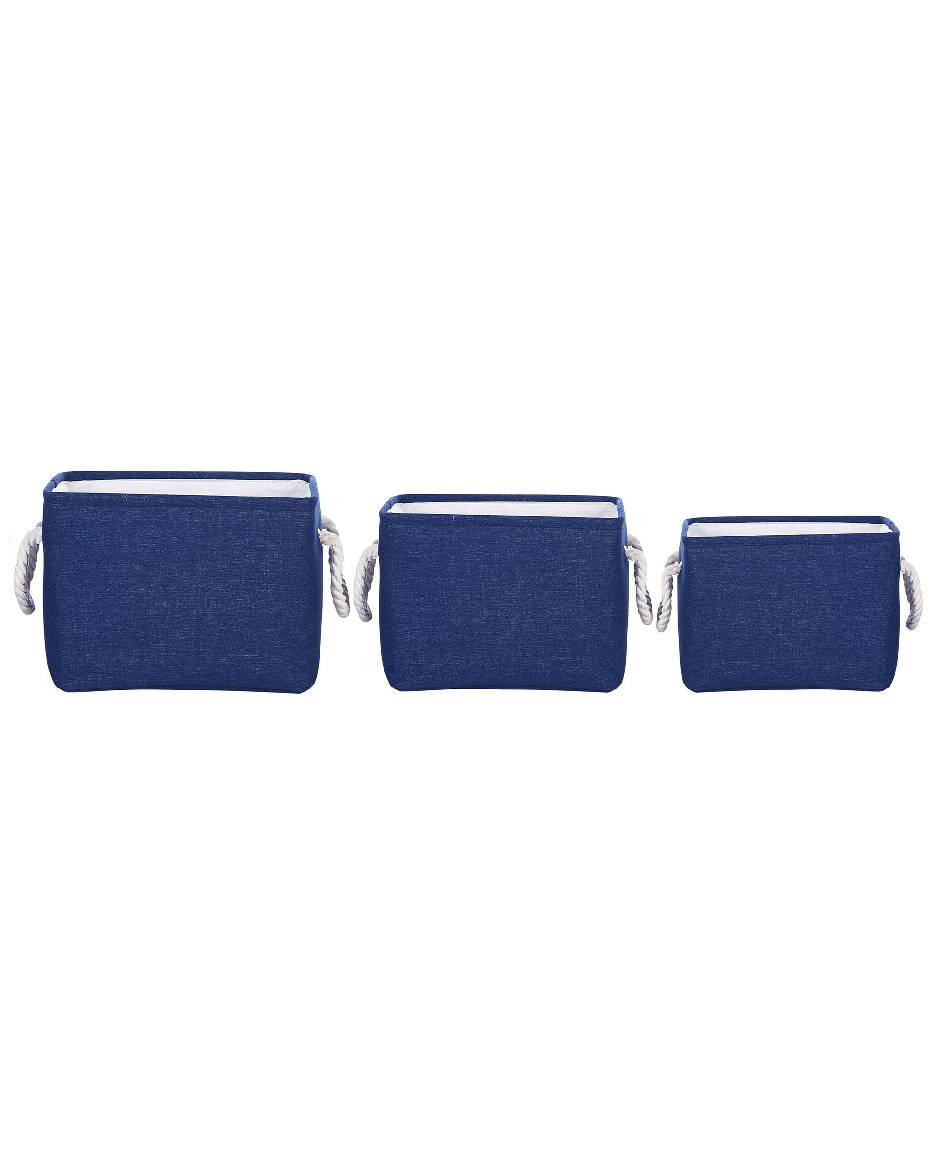 Set of 3 Fabric Baskets Blue