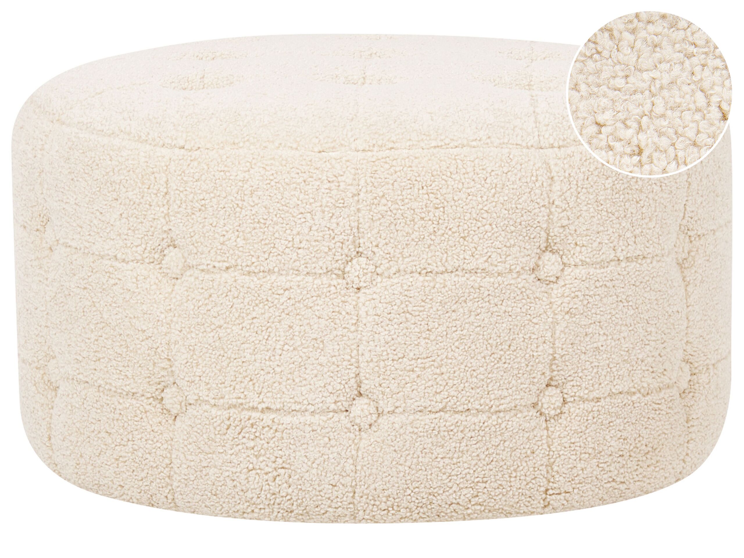 Boucle Pouffe Footstool Beige TAMPA
