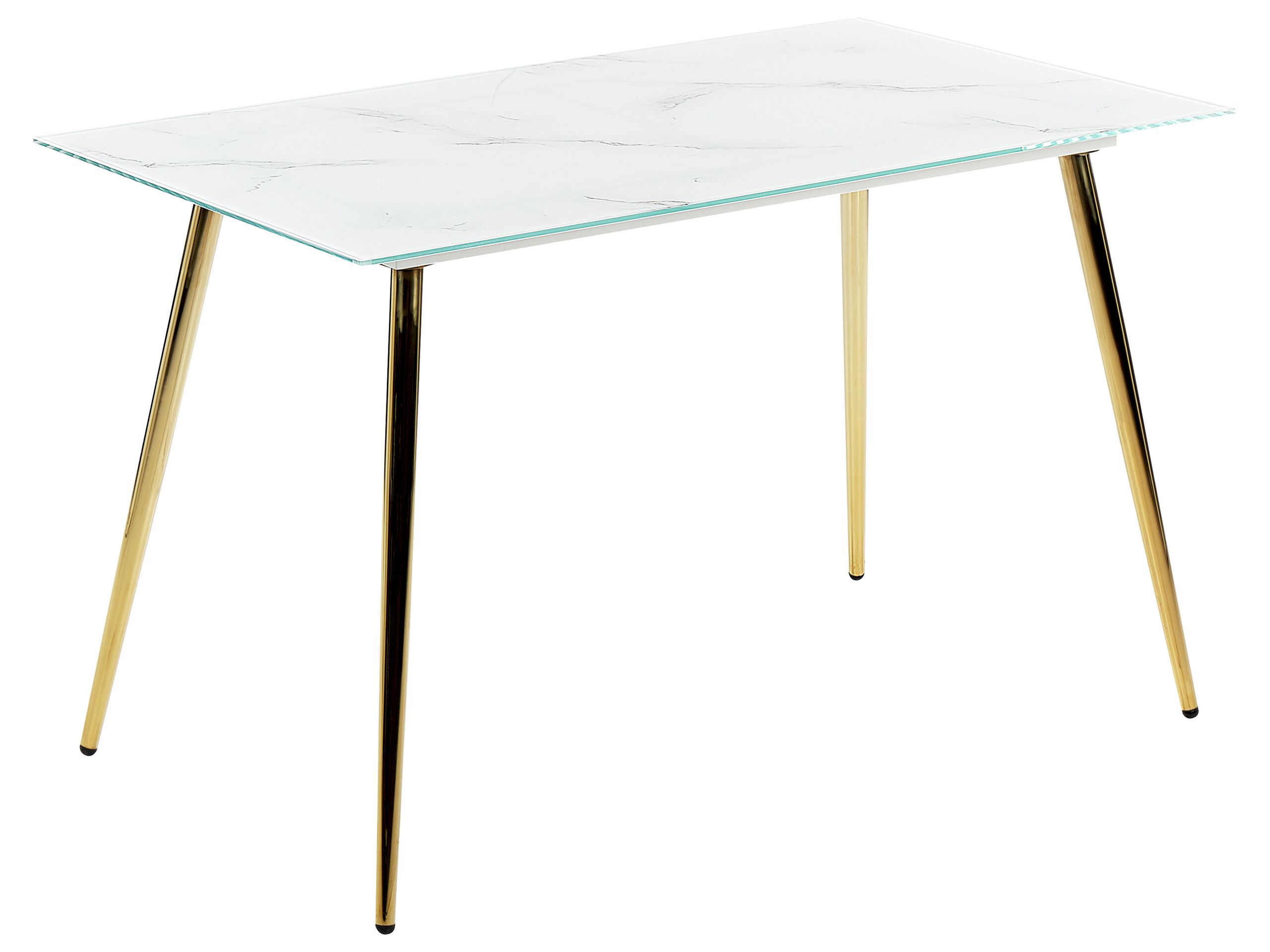 Glass Top Dining Table 120 x 70 cm Marble Effect and Gold MULGA