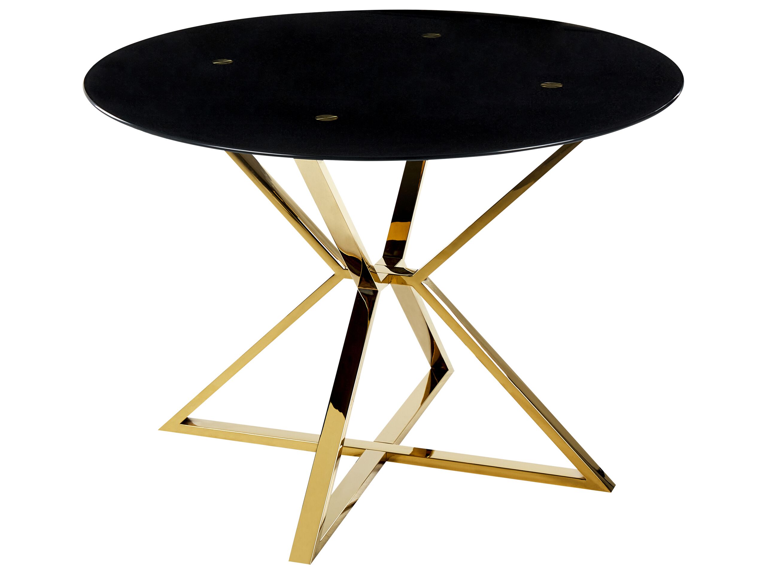 Glass Top Round Dining Table âŒ€ 105 cm Black and Gold BOSCO