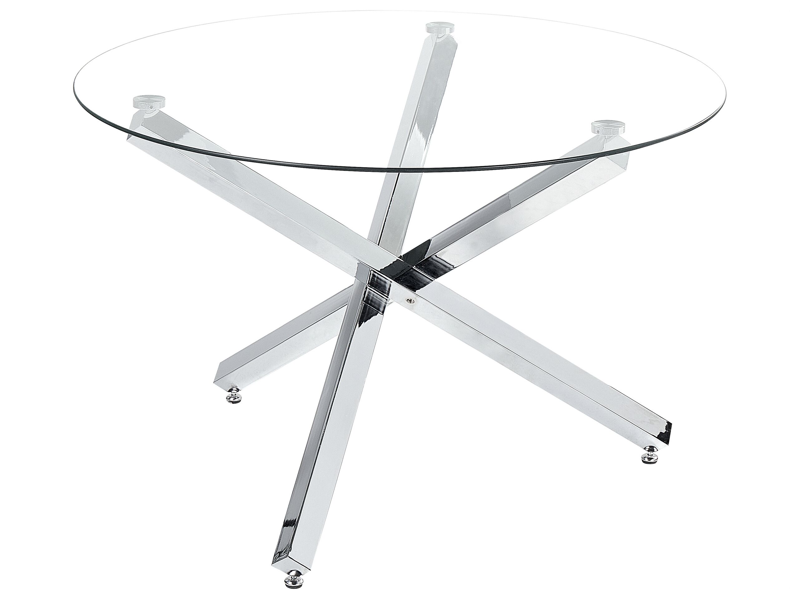 Glass Top Round Dining Table âŒ€ 110 cm Silver BUTLER
