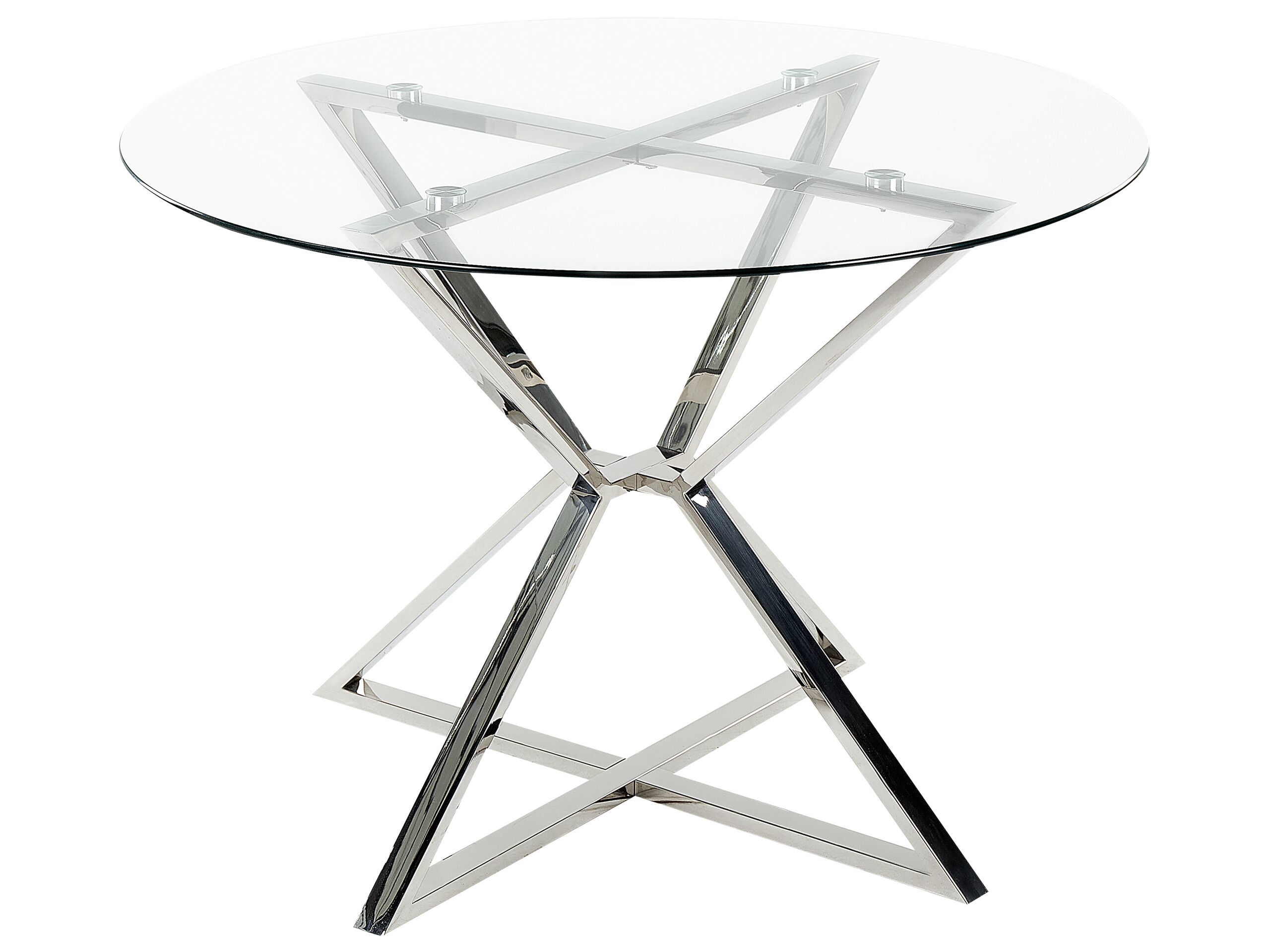 Glass Top Round Dining Table âŒ€ 105 cm Silver BOSCO