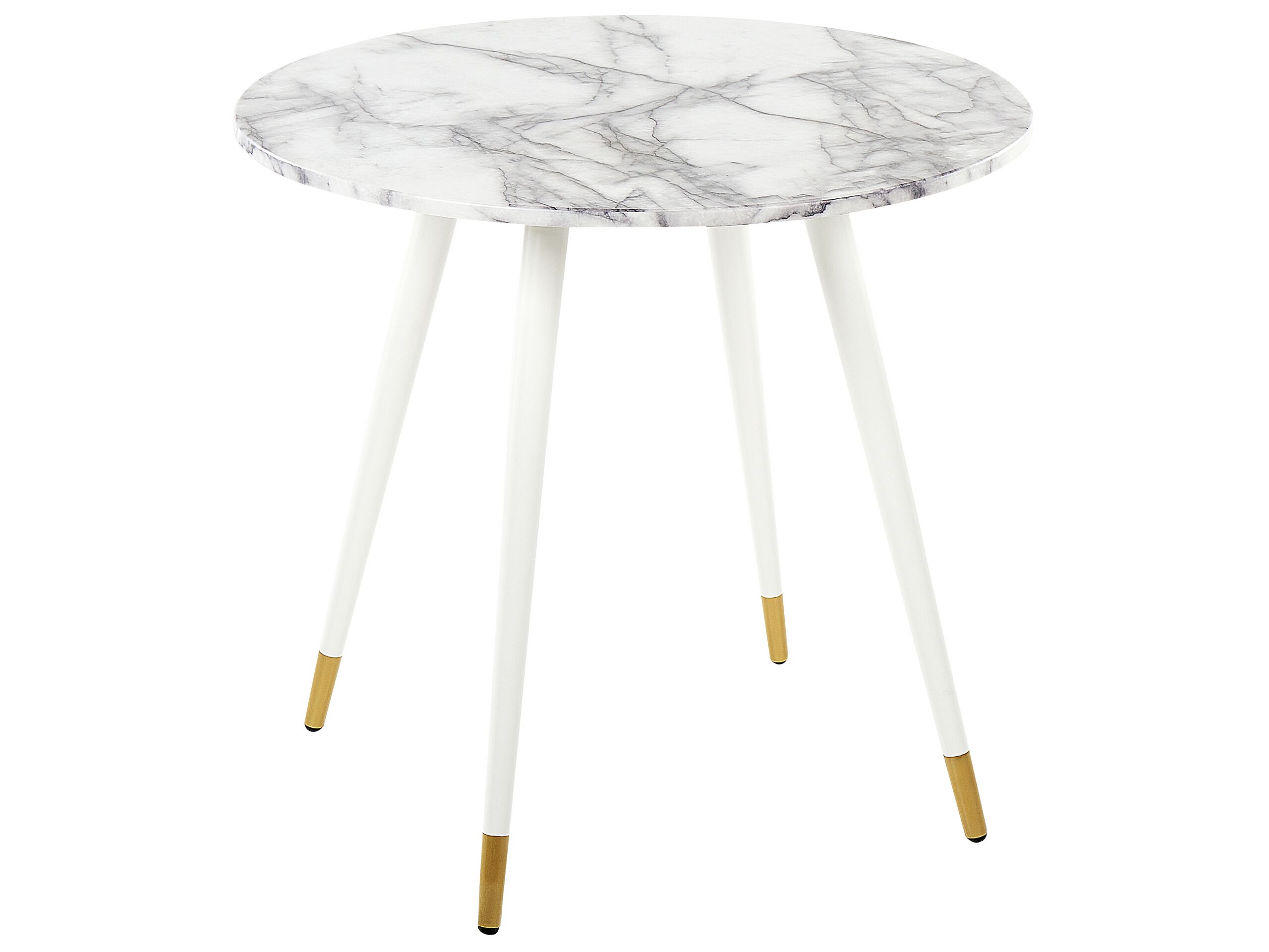 Round Dining Table âŒ€ 80 cm Marble Effect and White GUTIERE