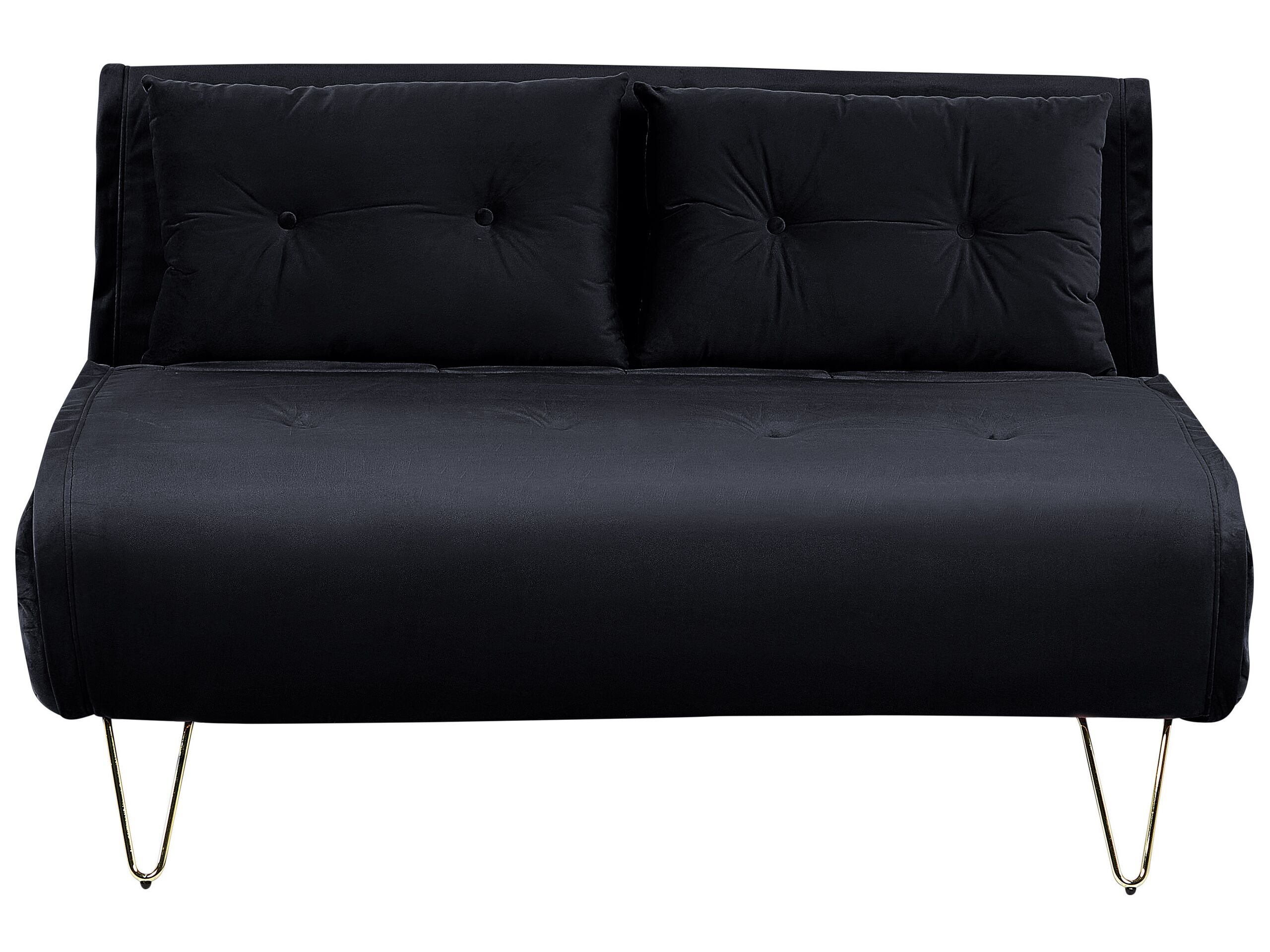 2 Seater Velvet Sofa Bed Black VESTFOLD